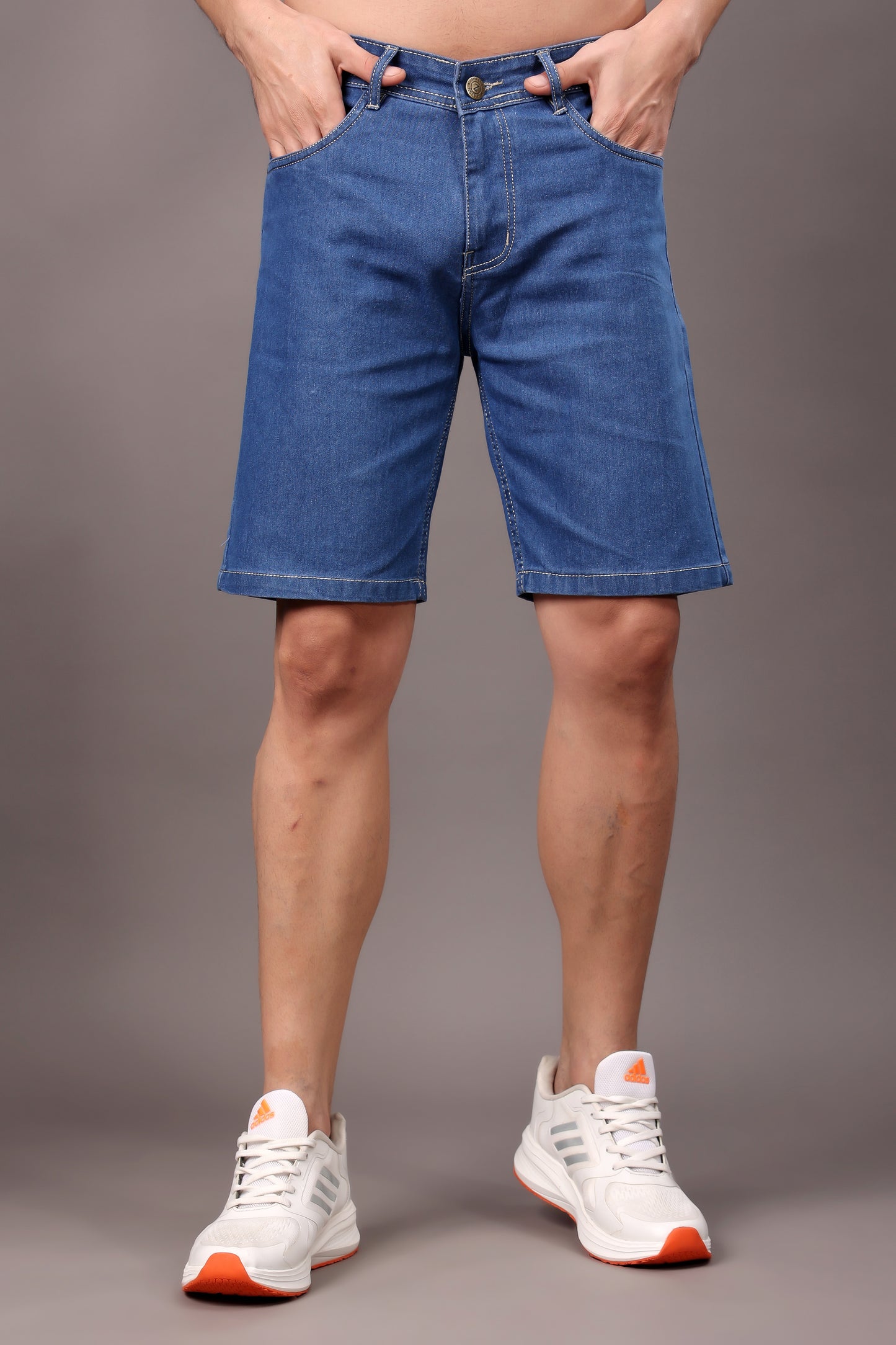 ZAYSH Men Slim Mid Rise Blue Shorts (Short-Den-01)