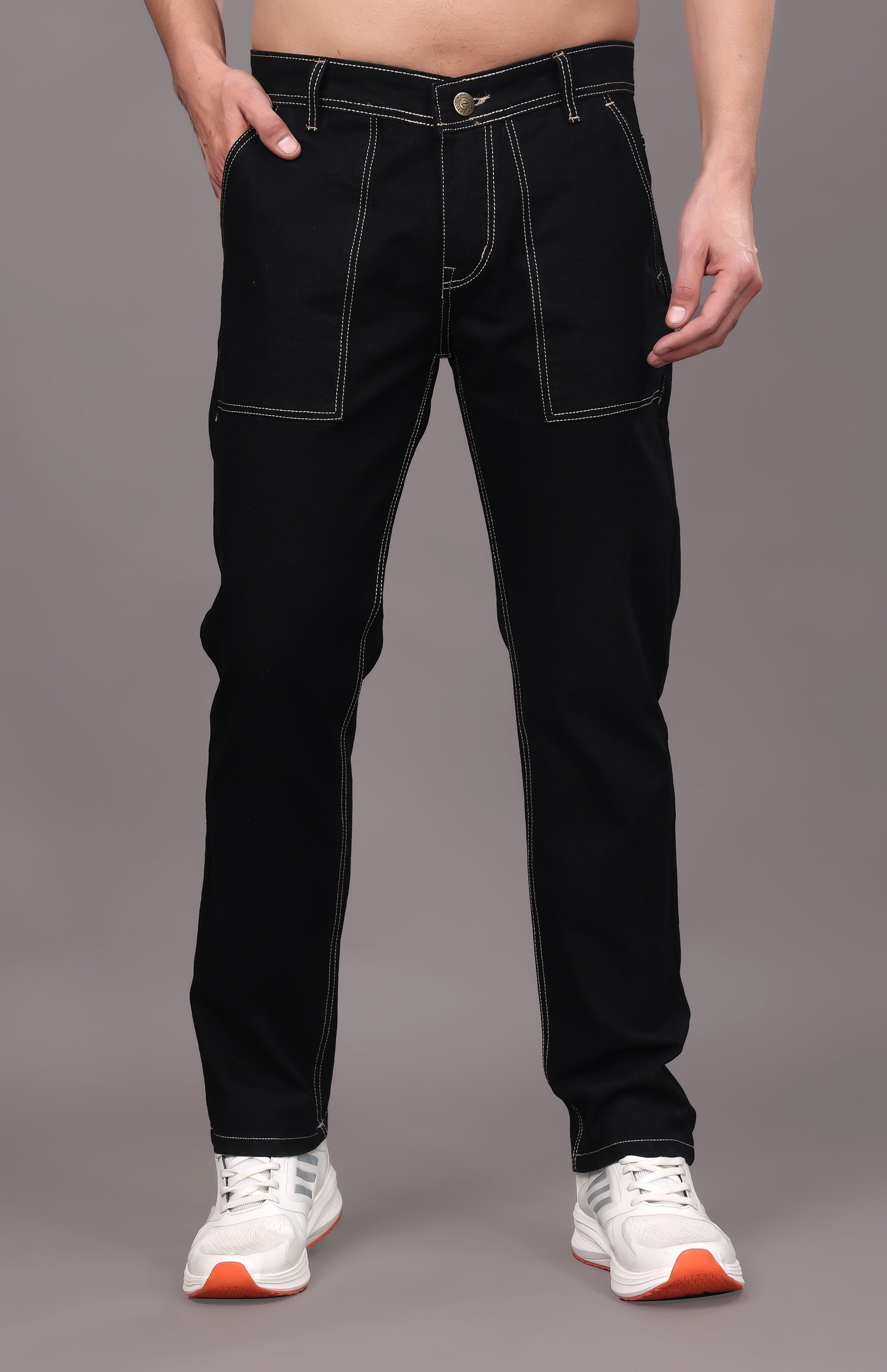 ZAYSH Men Relax Fit Mid Rise Black Jeans Pants (MJRP-D1-02)