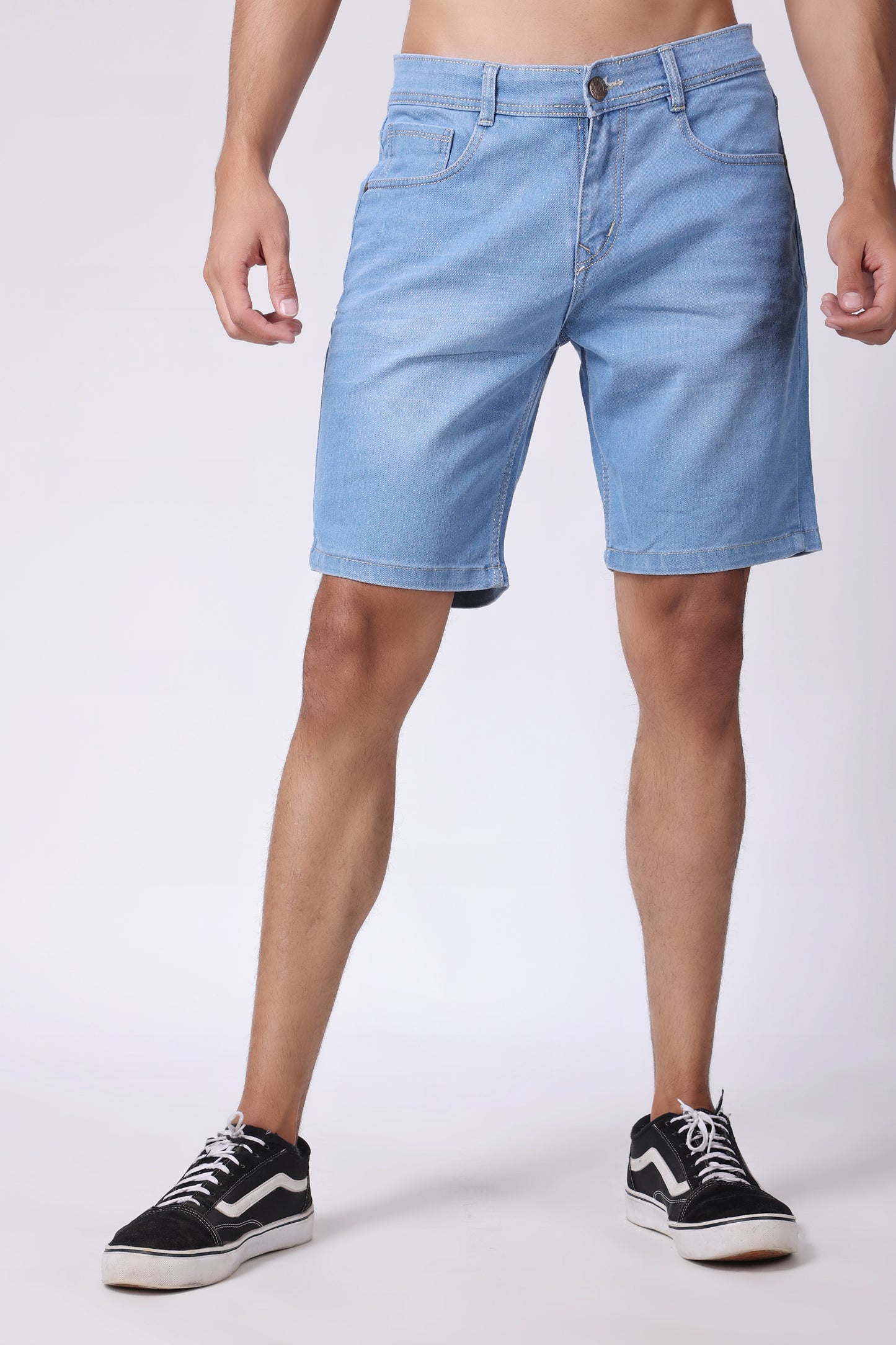 ZAYSH Men Slim Mid Rise Light Blue Shorts (MSRP-Denim-04)