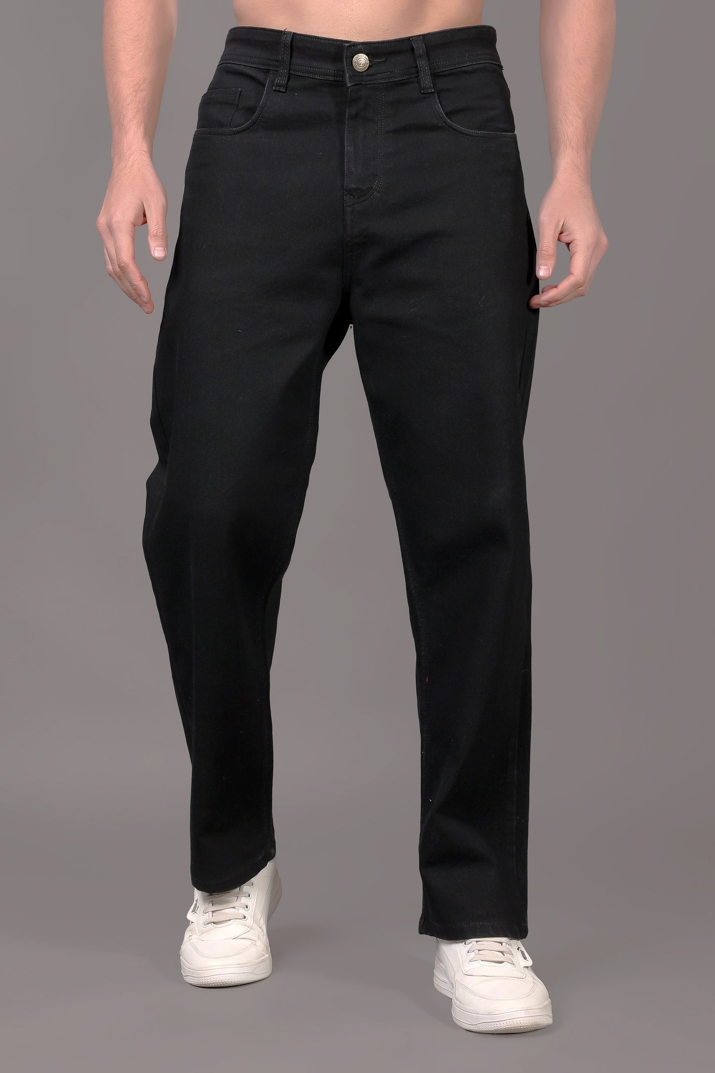 ZAYSH Men Baggy fit Mid Rise Black Jeans Pants (MJRP-LF-02)