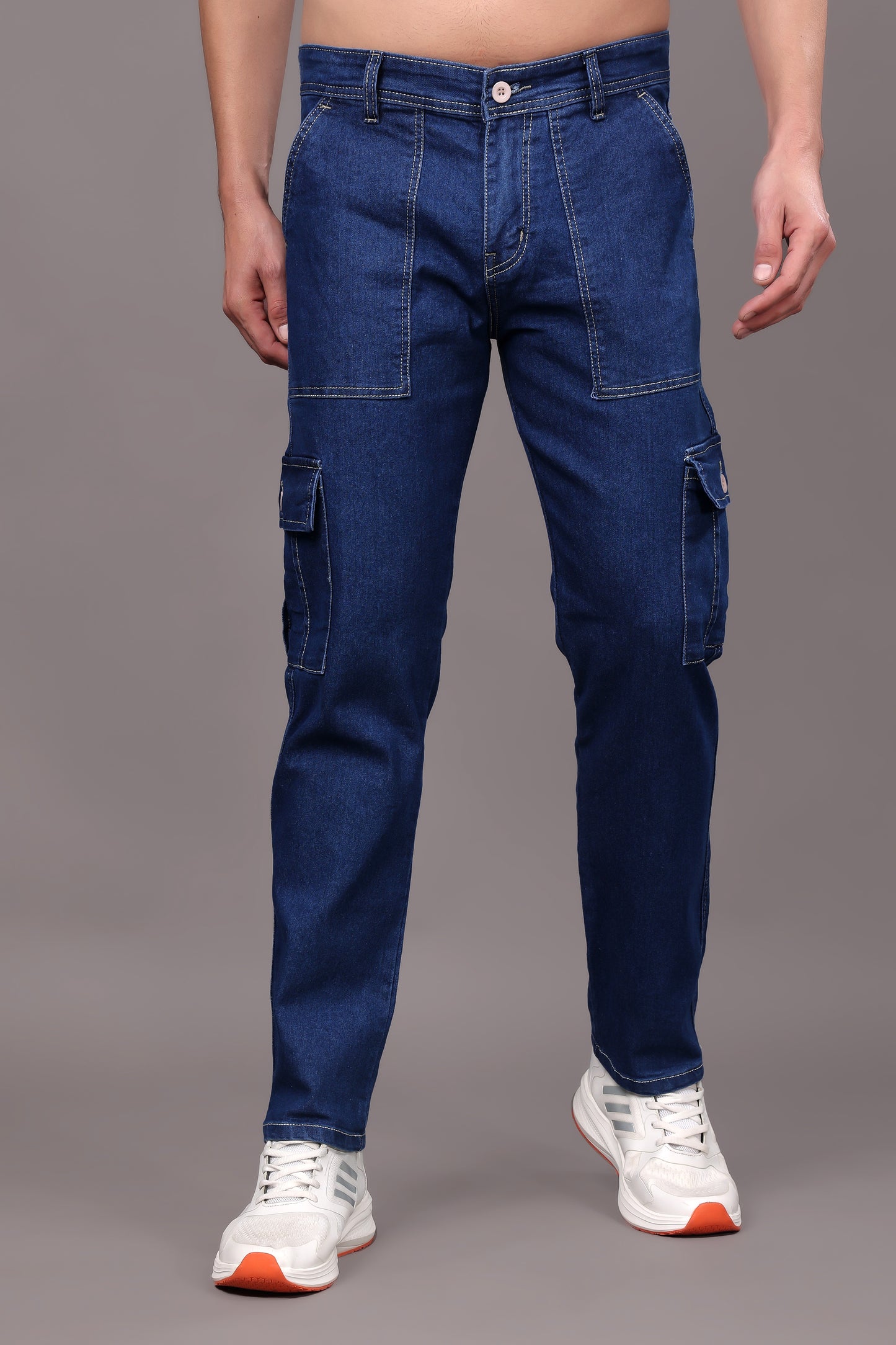 ZAYSH Men Regular fit Mid Rise Blue Cargo Pants (HCAR-D1-DEN-01)