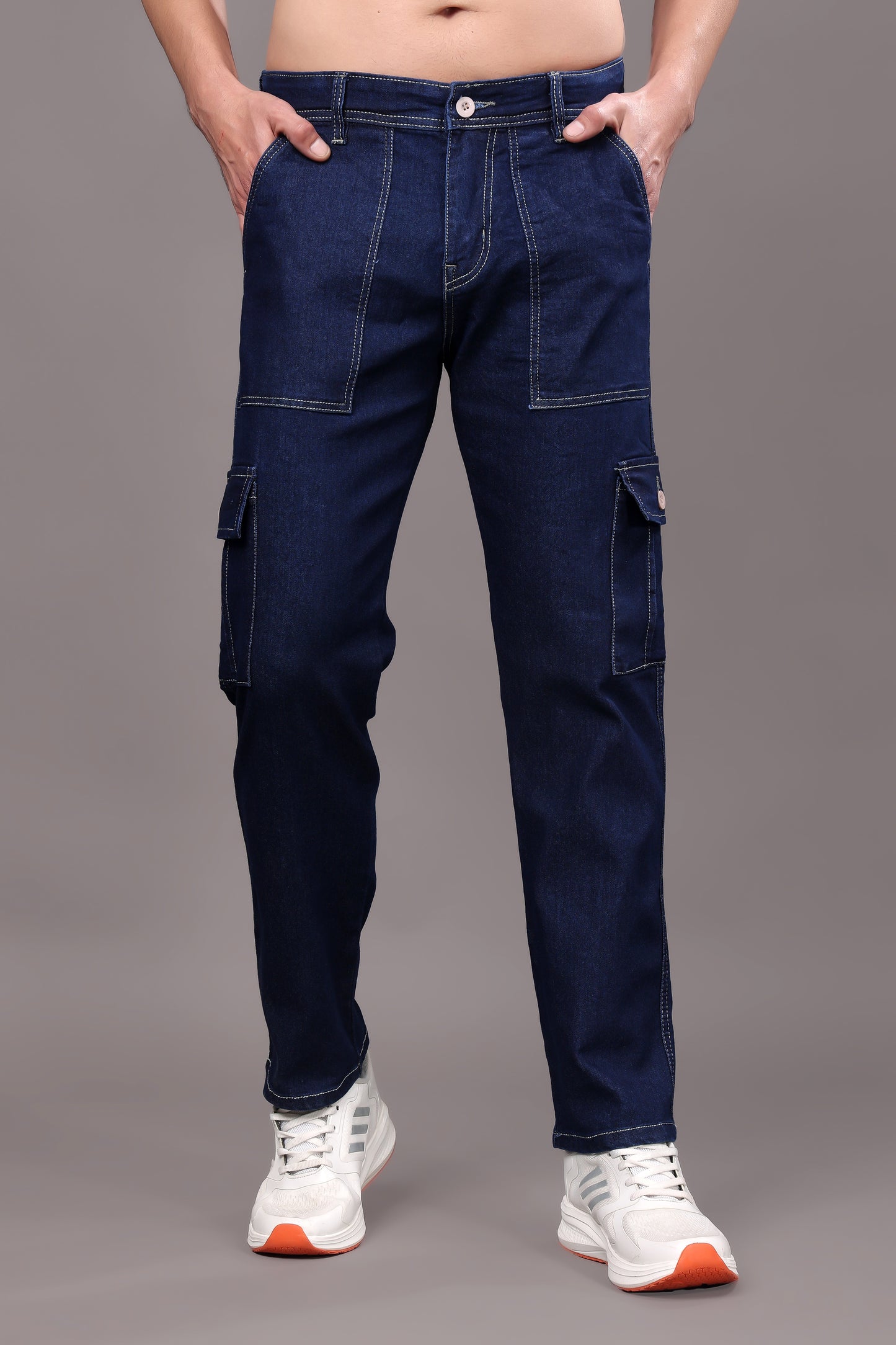 ZAYSH Men Regular fit Mid Rise Dark Blue Cargo Pants (HCAR-D1-DEN-05)
