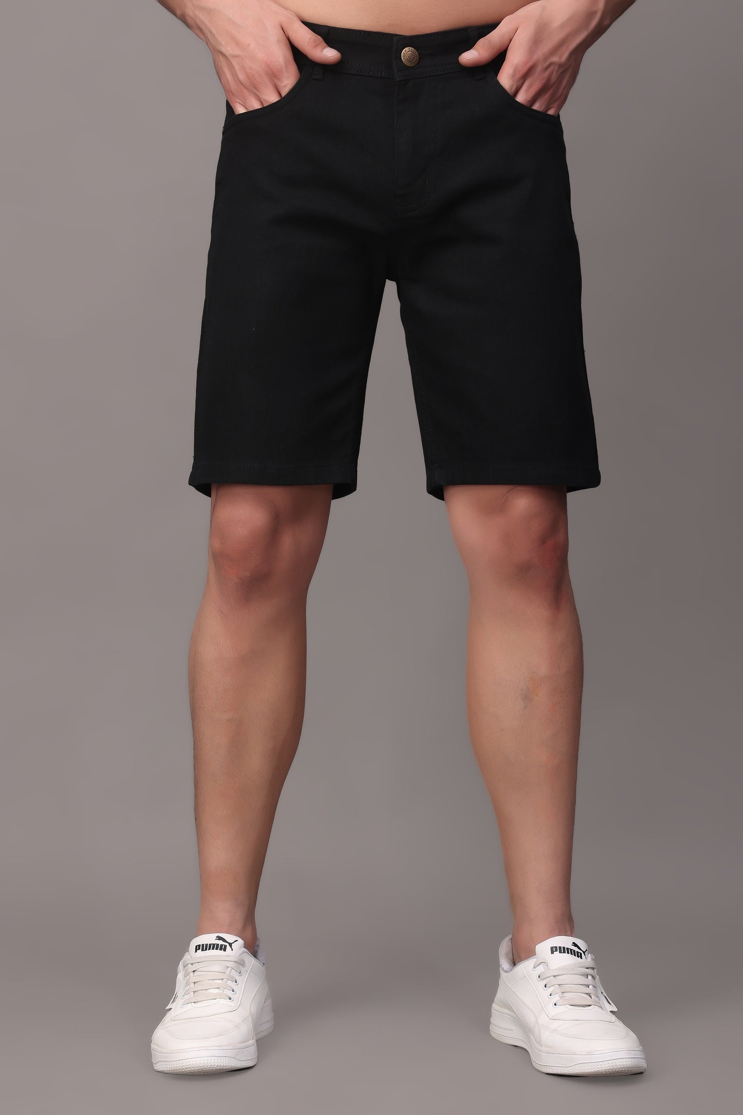 ZAYSH Men Slim Mid Rise Black Shorts (Short-Den-Black)