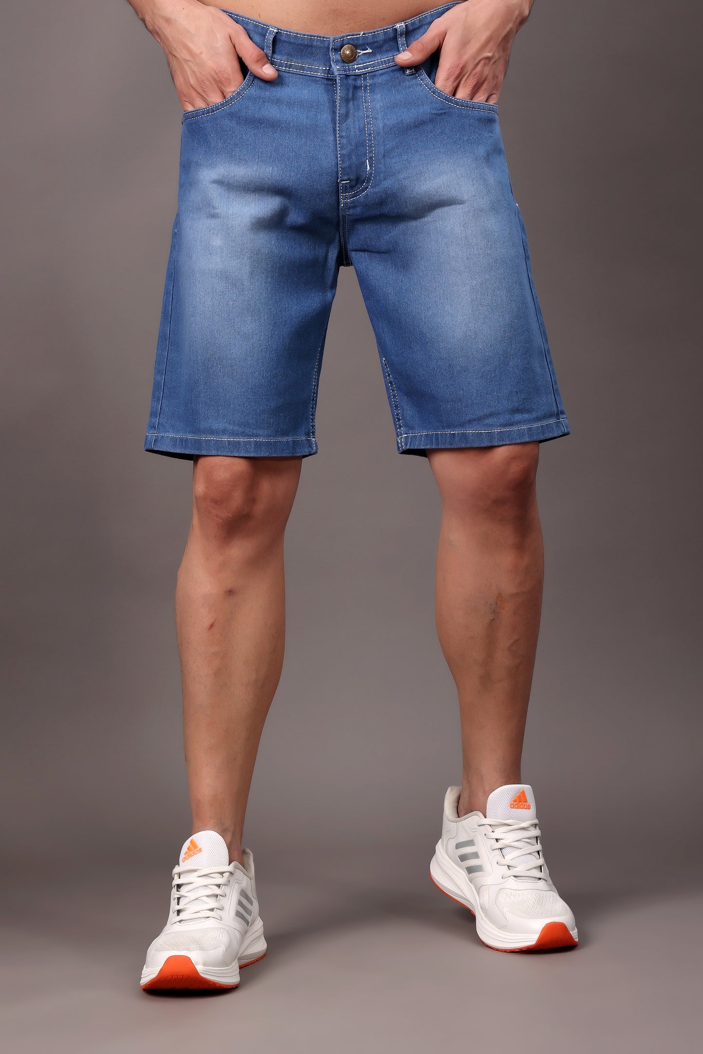 ZAYSH Men Slim Mid Rise Blue Shorts (Short-Den-Spray-01)
