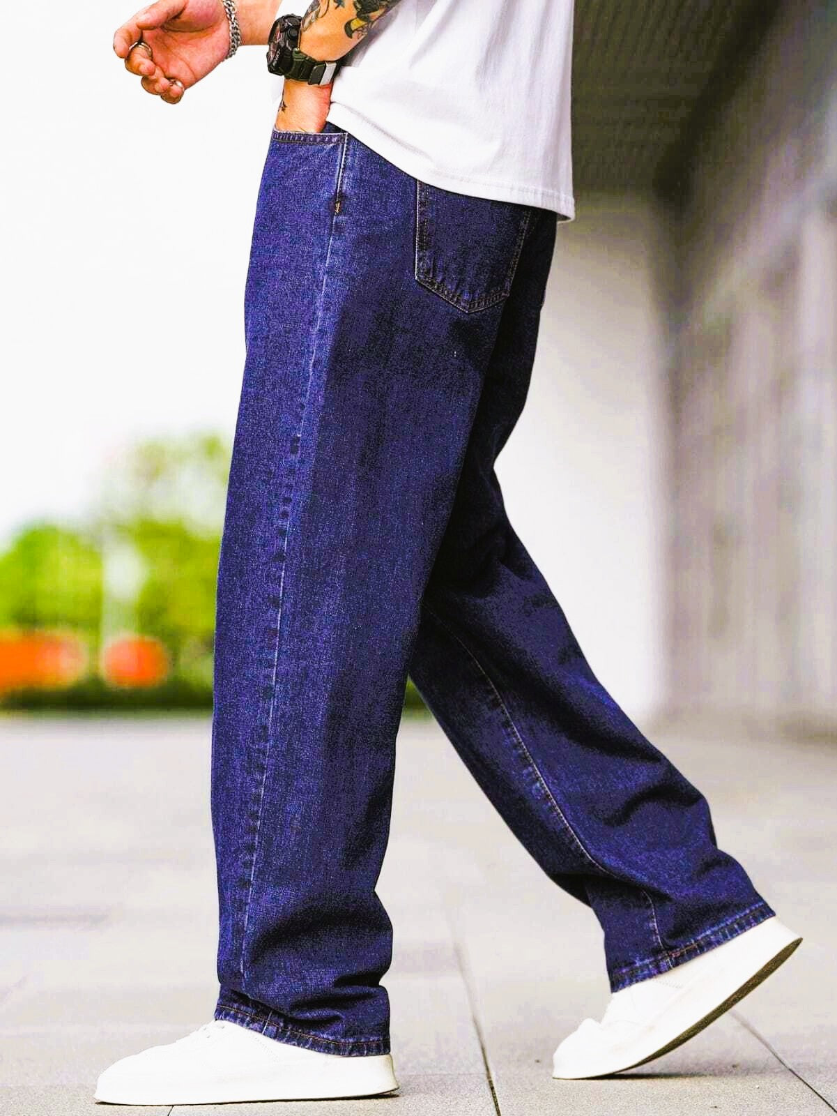 ZAYSH Men Baggy fit Mid Rise Dark Blue Jeans Pants (MJRP-Baggy-05)