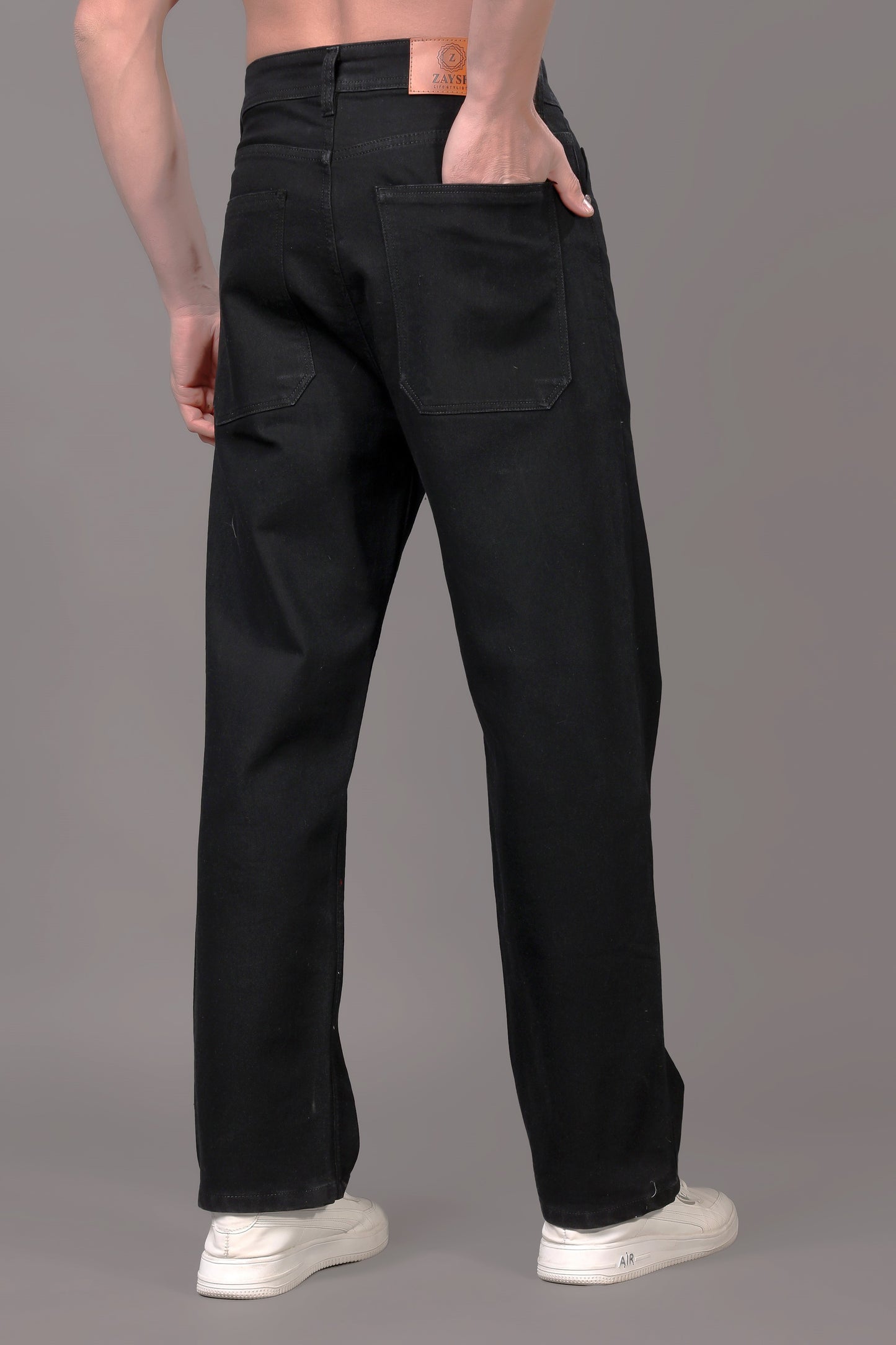 ZAYSH Men Baggy fit Mid Rise Black Jeans Pants (MJRP-LF-02)