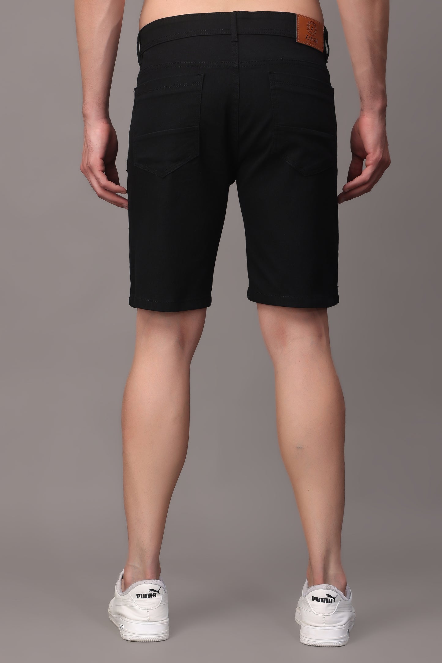 ZAYSH Men Slim Mid Rise Black Shorts (Short-Den-Black)