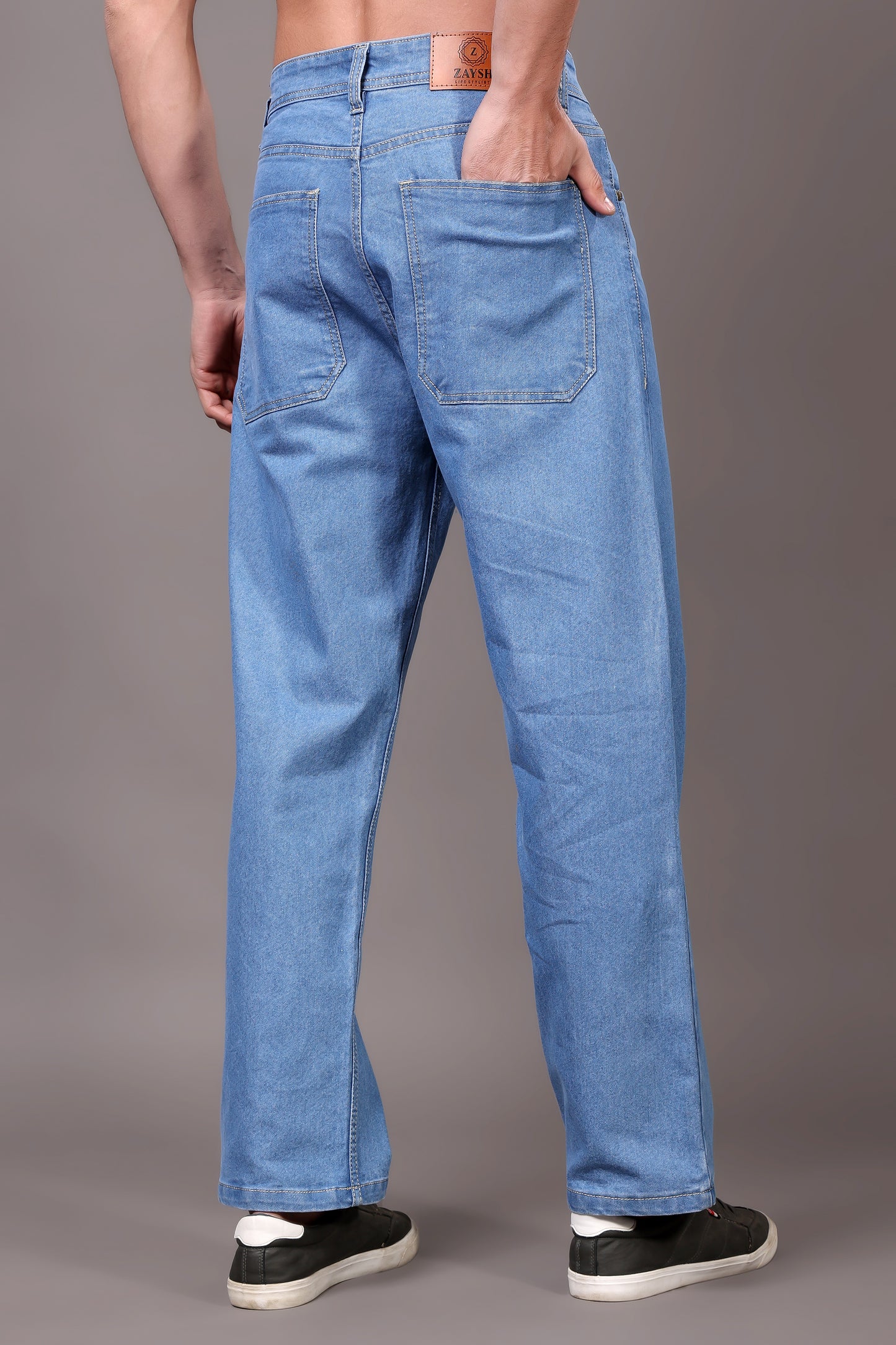 ZAYSH Men Baggy fit Mid Rise Light Blue Jeans Pants (MJRP-LF-04)