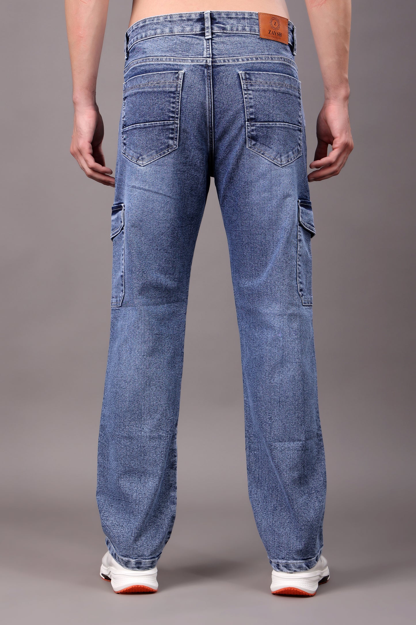 ZAYSH Men Regular fit Mid Rise Blue Cargo Pants (HCAR-DEN-BLAST-BLUE)