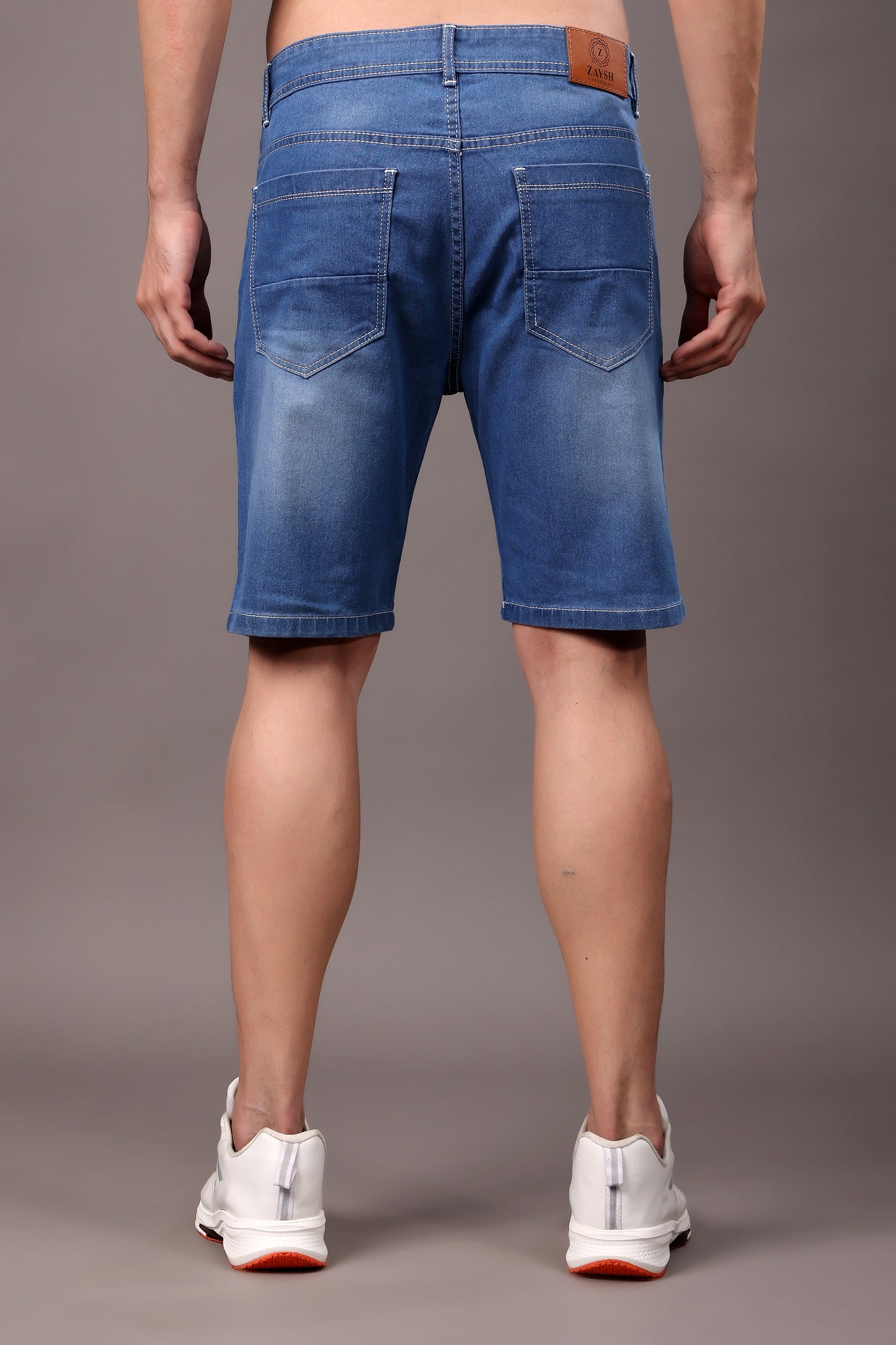 ZAYSH Men Slim Mid Rise Blue Shorts (Short-Den-Spray-01)