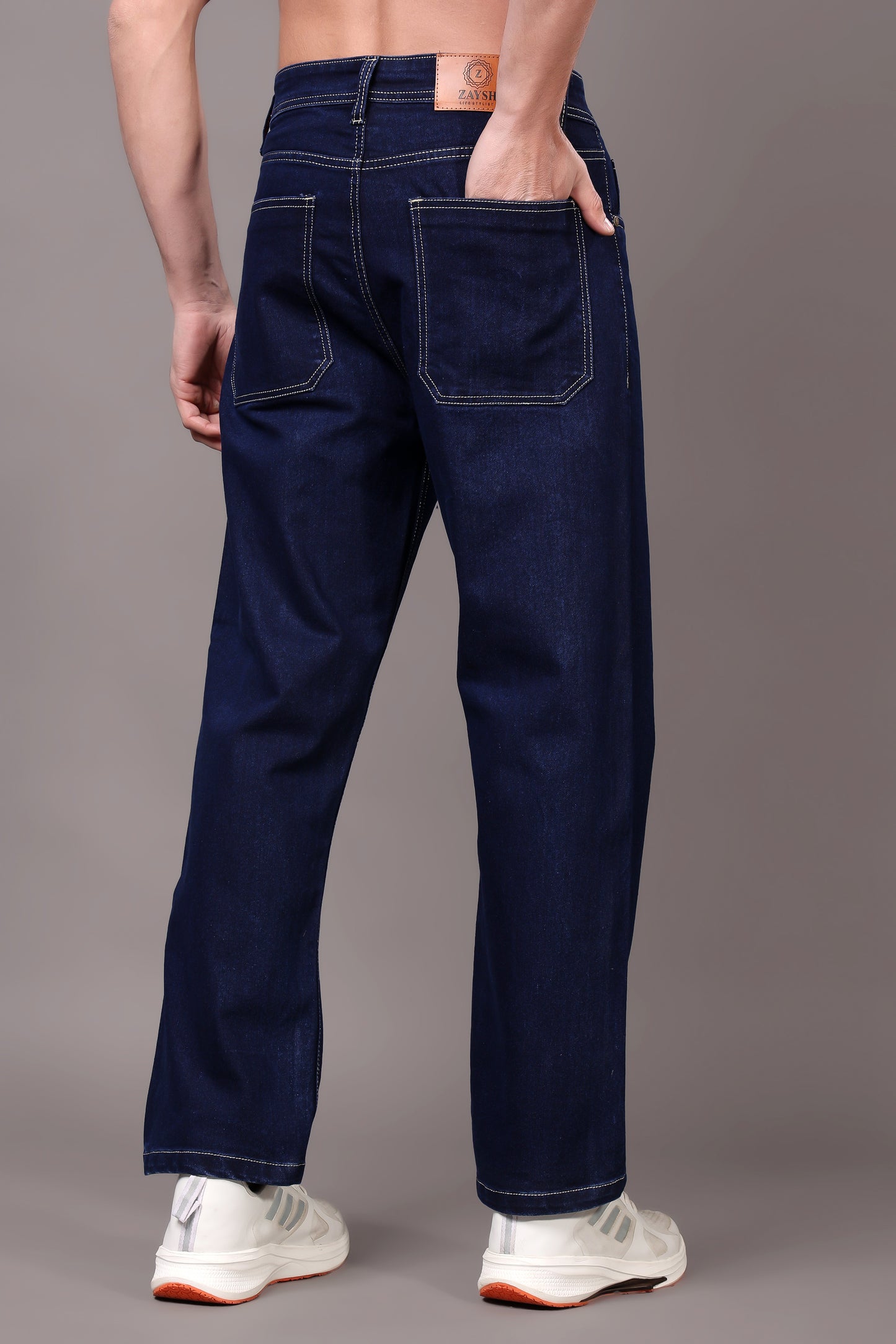 ZAYSH Men Baggy fit Mid Rise Dark Blue Jeans Pants (MJRP-LF-05)