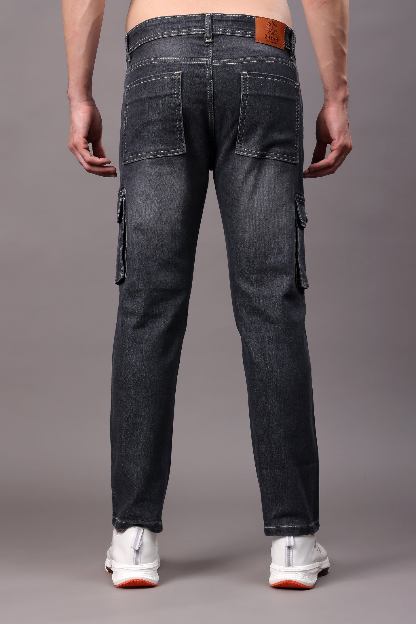 ZAYSH Men Regular fit Mid Rise Grey Cargo Pants (HCAR-BP-Den-06)