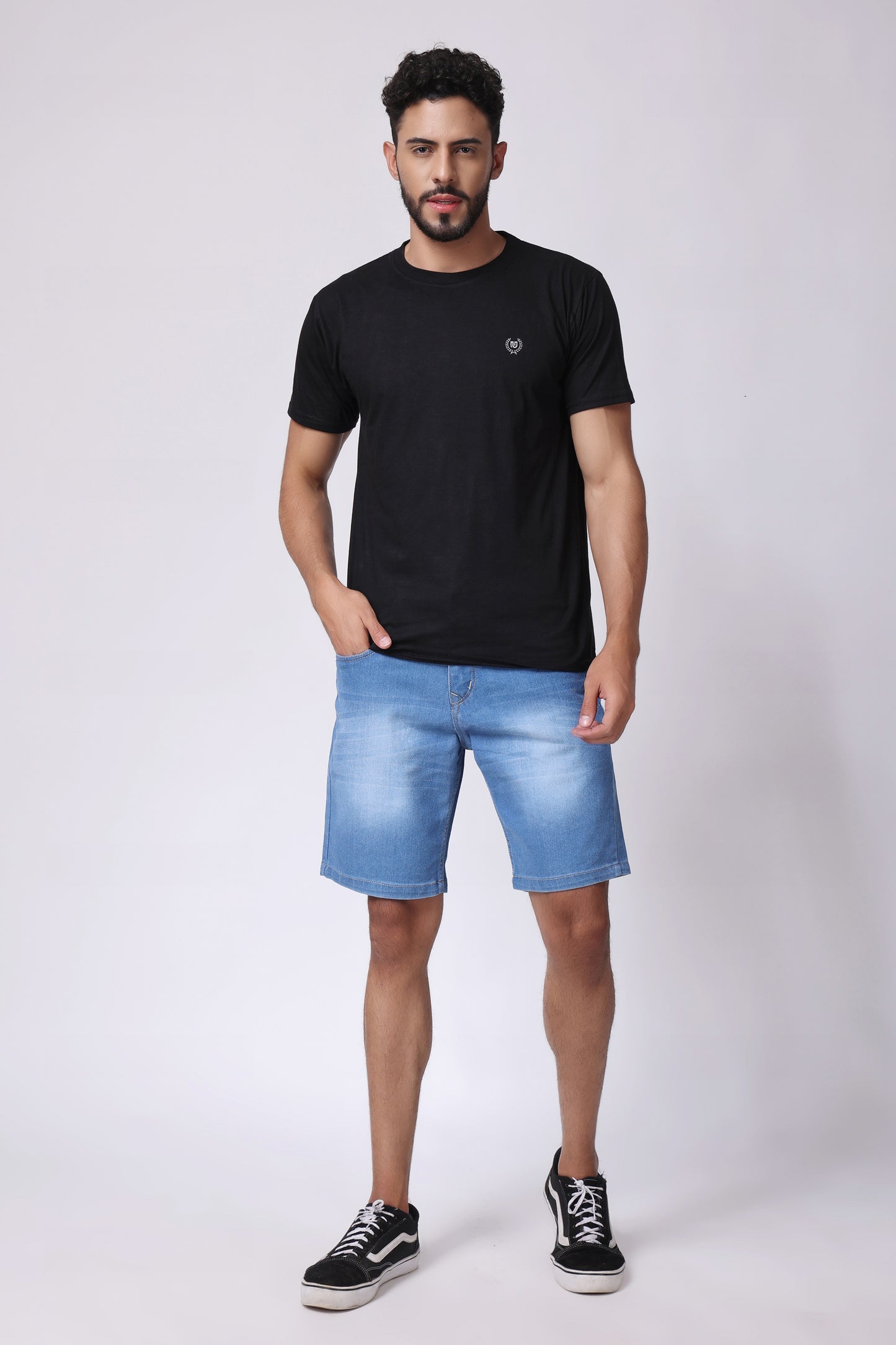 ZAYSH Men Slim Mid Rise Blue Shorts (MSRP-Denim-01)