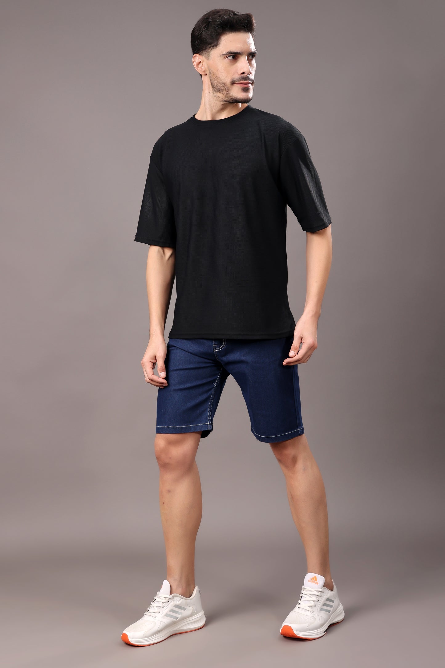 ZAYSH Men Slim Mid Rise Dark Blue Shorts (Short-Den-05)