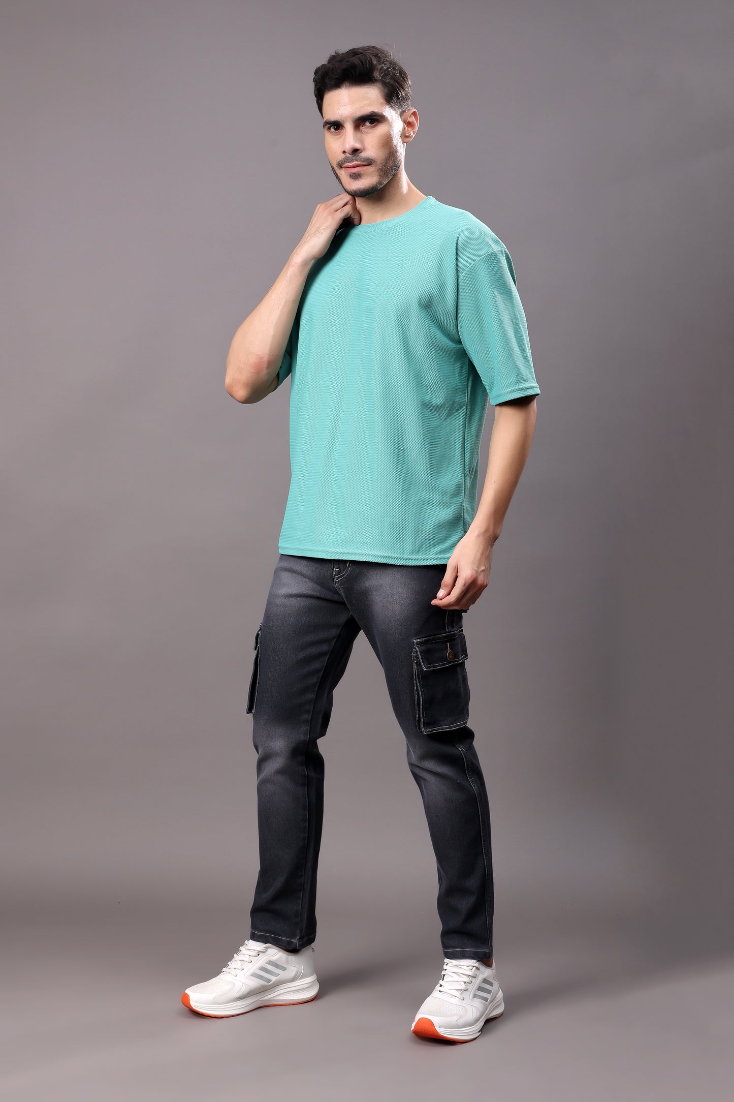 ZAYSH Men Regular fit Mid Rise Grey Cargo Pants (HCAR-BP-Den-06)