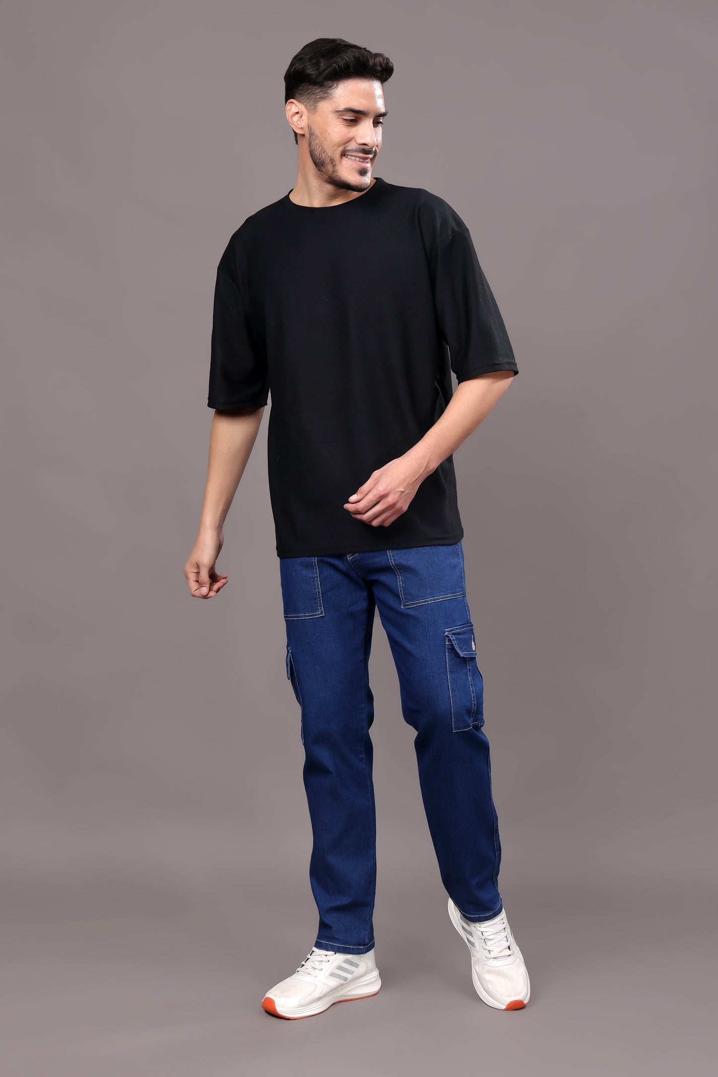 ZAYSH Men Regular fit Mid Rise Blue Cargo Pants (HCAR-D1-DEN-01)