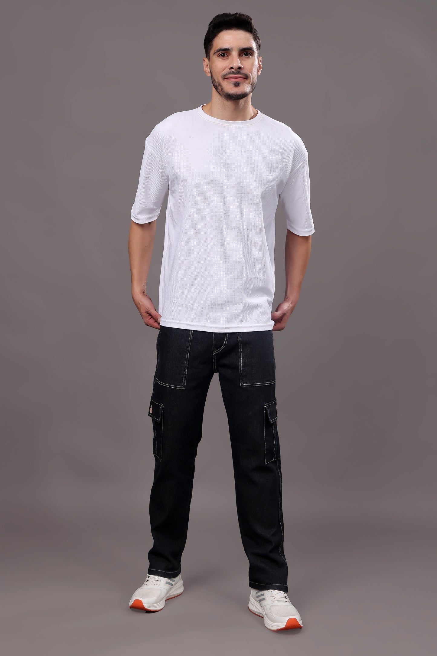 ZAYSH Men Regular fit Mid Rise Grey Cargo Pants (HCAR-D1-DEN-06)