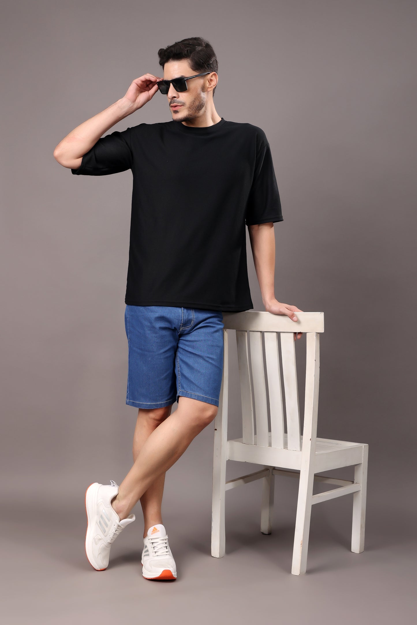 ZAYSH Men Slim Mid Rise Blue Shorts (Short-Den-01)