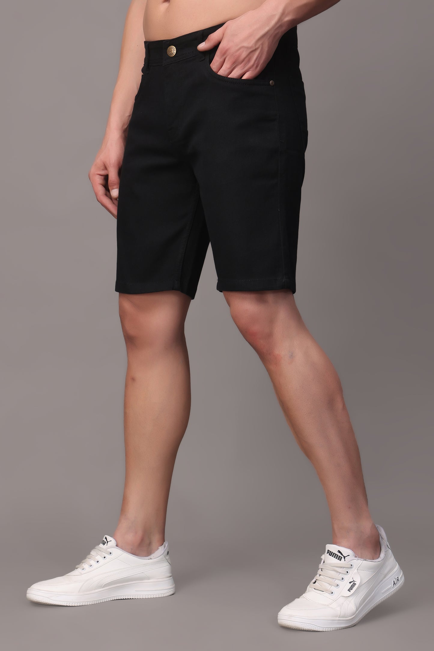 ZAYSH Men Slim Mid Rise Black Shorts (Short-Den-Black)