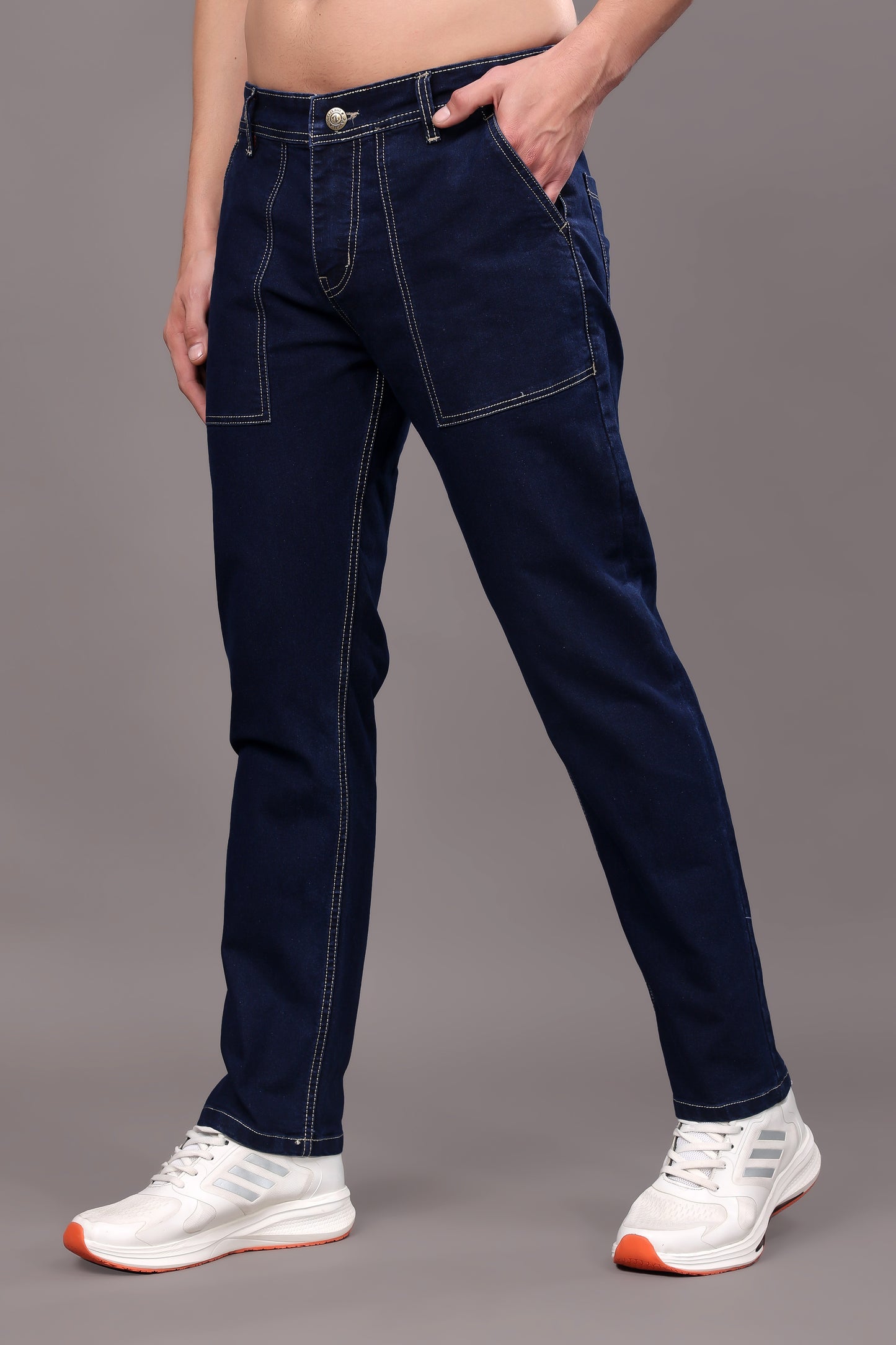 ZAYSH Men Relax Fit Mid Rise Dark Blue Jeans Pants (MJRP-D1-05)
