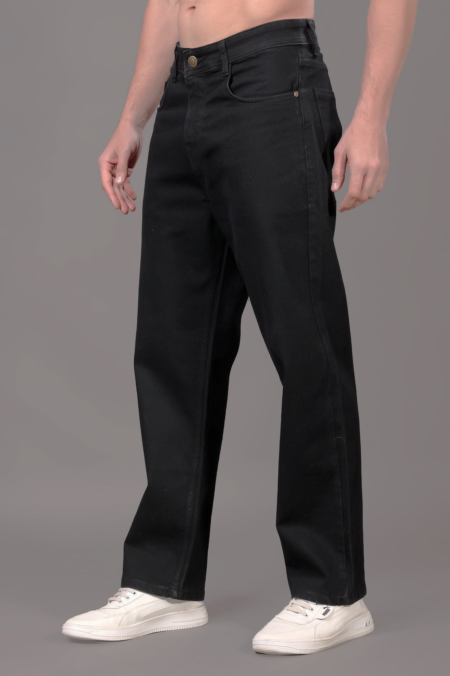 ZAYSH Men Baggy fit Mid Rise Black Jeans Pants (MJRP-LF-02)