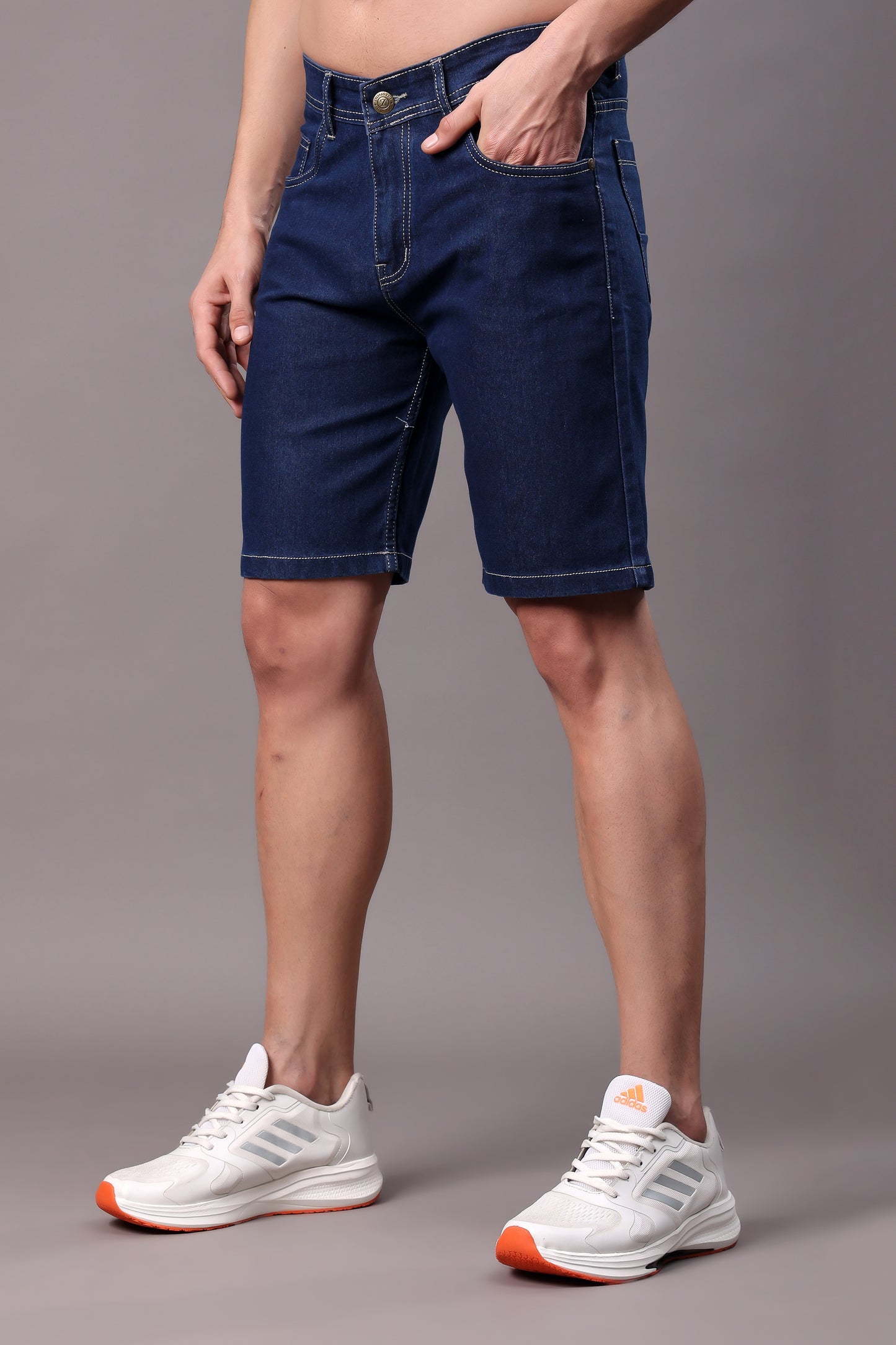 ZAYSH Men Slim Mid Rise Dark Blue Shorts (Short-Den-05)