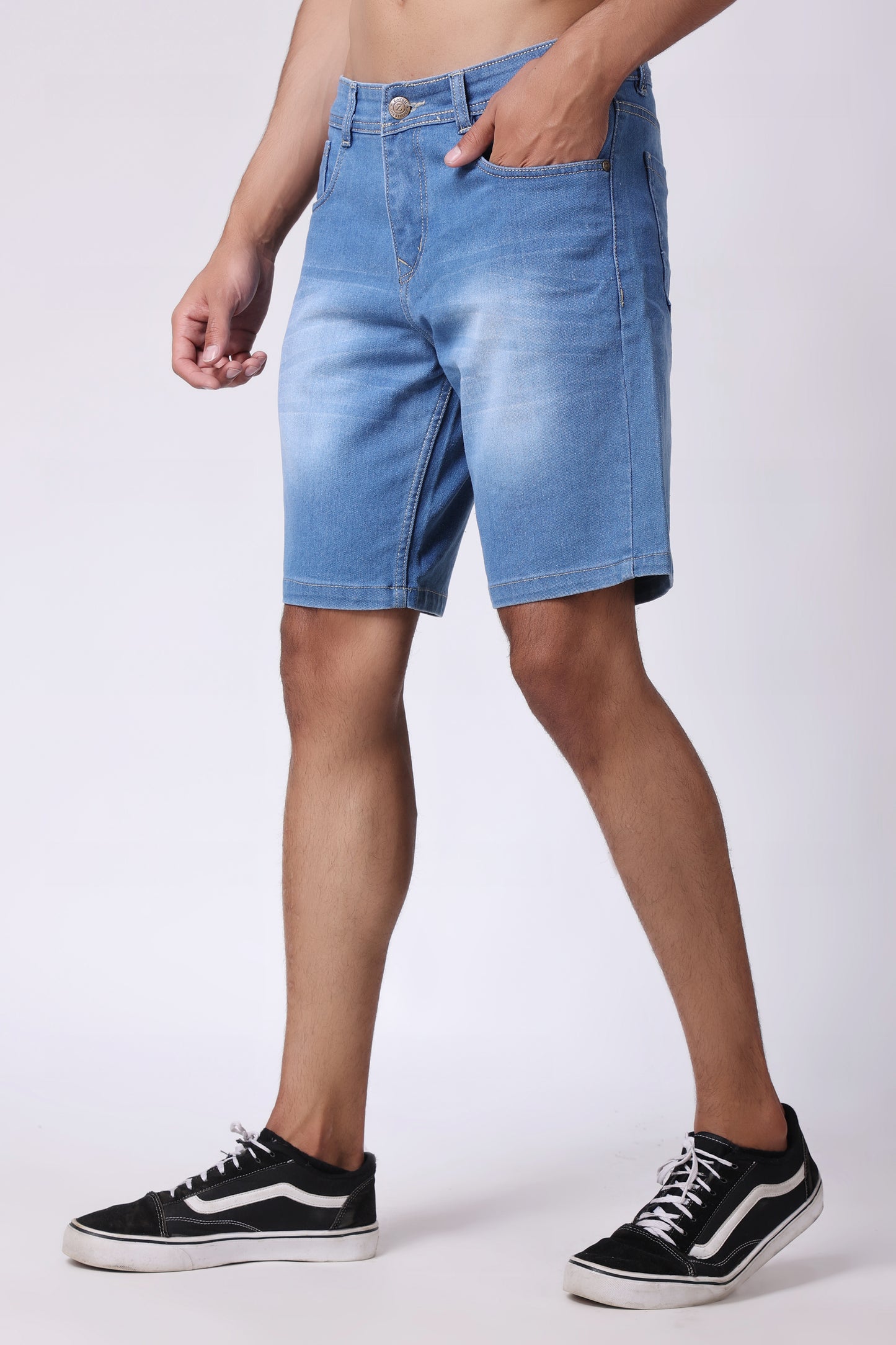 ZAYSH Men Slim Mid Rise Blue Shorts (MSRP-Denim-01)