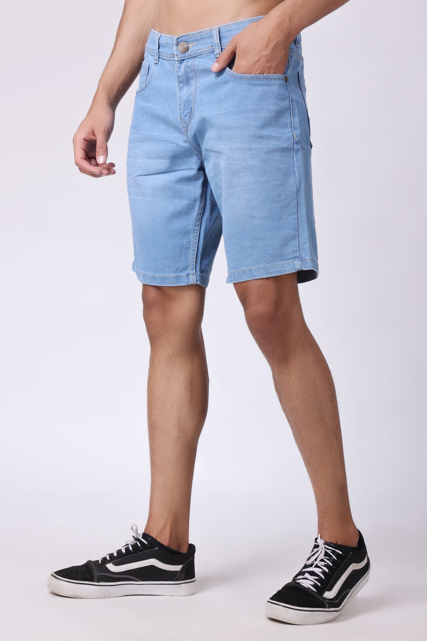 ZAYSH Men Slim Mid Rise Light Blue Shorts (MSRP-Denim-04)