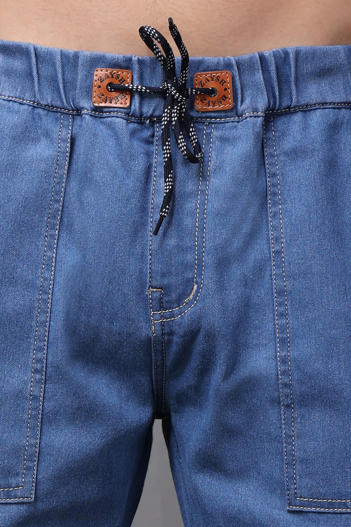 ZAYSH Men Regular fit Mid Rise Blue Cargo Pants (JOG-DEN-D1-6P-01)