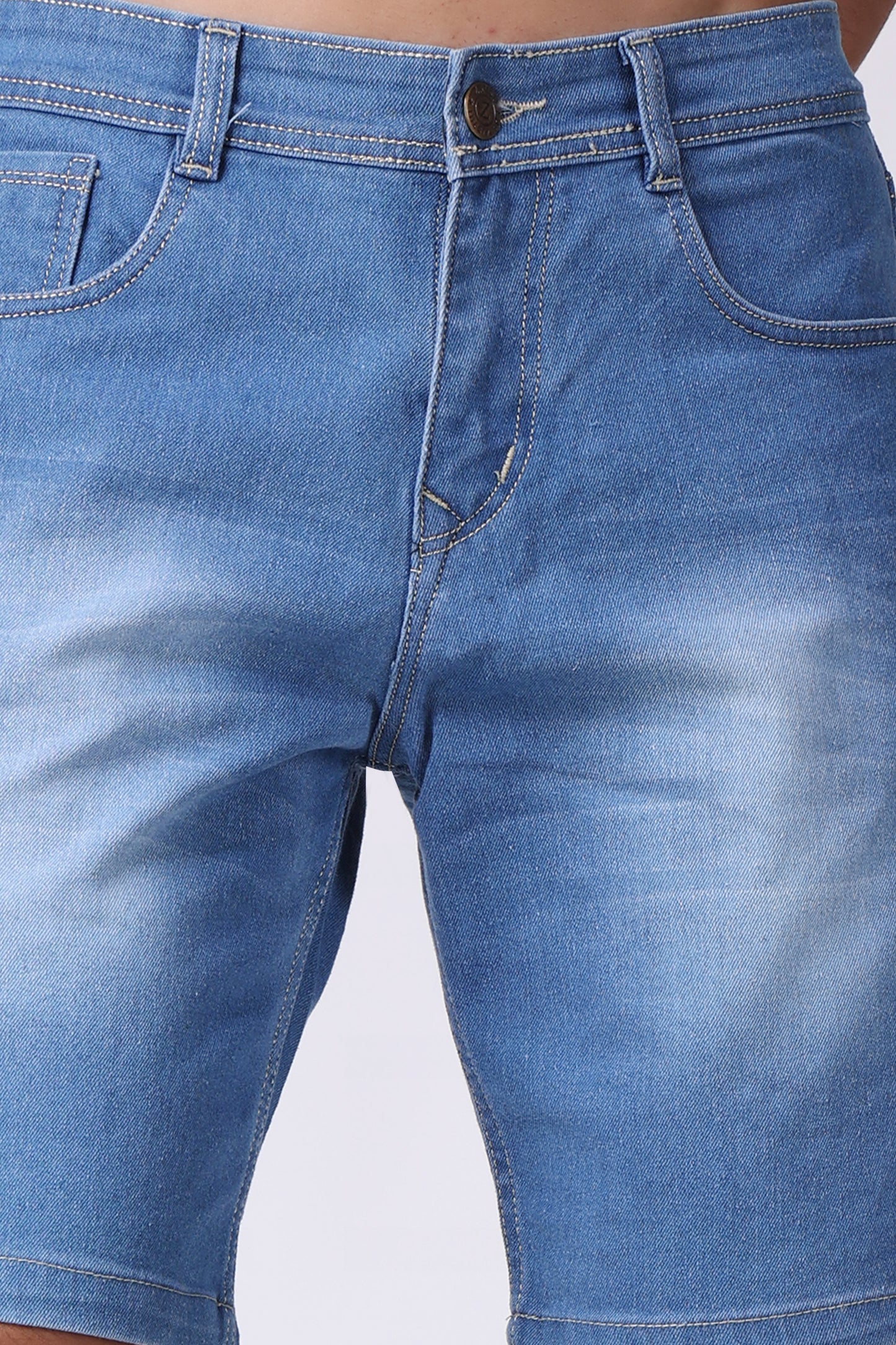 ZAYSH Men Slim Mid Rise Blue Shorts (MSRP-Denim-01)