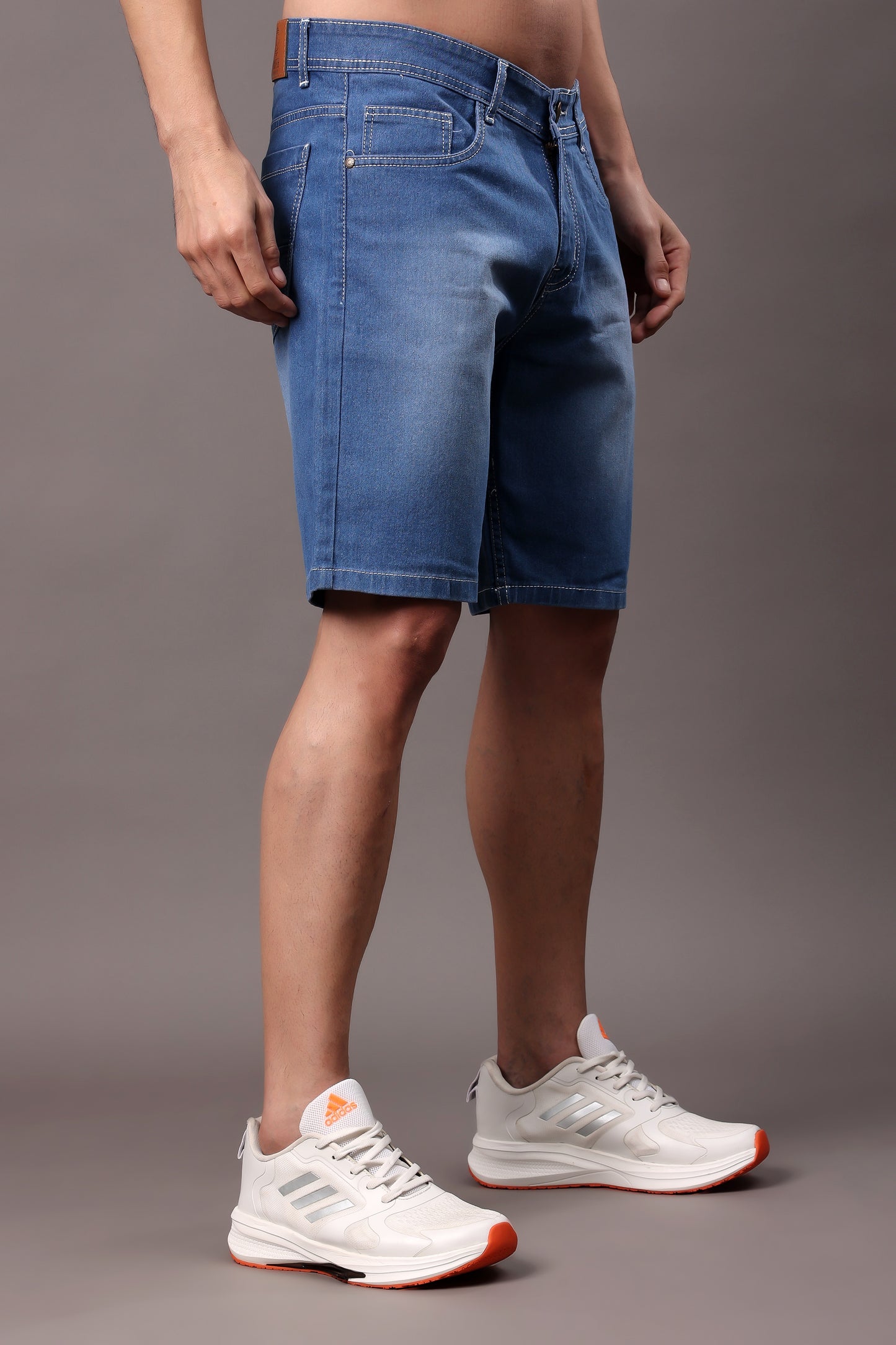 ZAYSH Men Slim Mid Rise Blue Shorts (Short-Den-Spray-01)