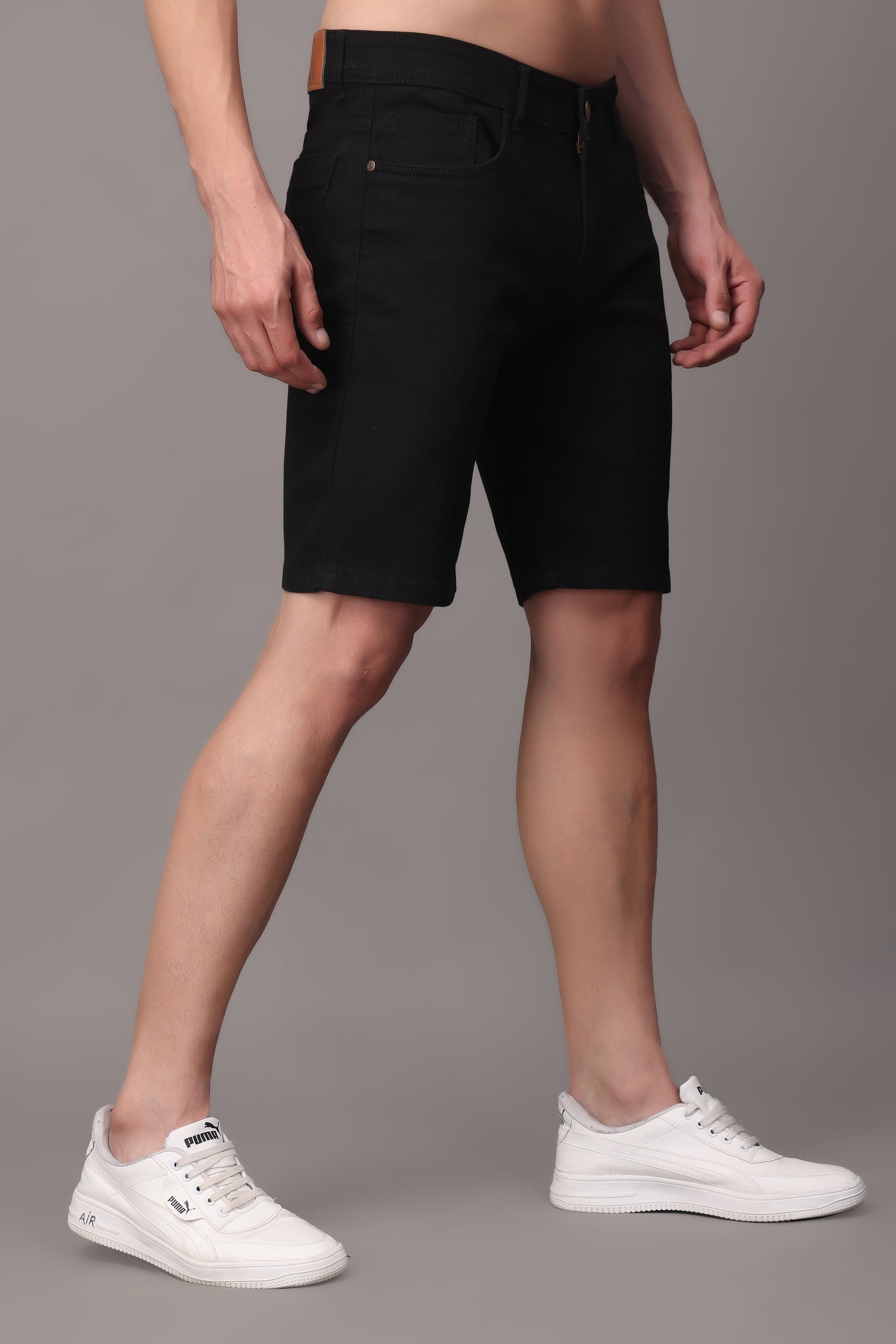 ZAYSH Men Slim Mid Rise Black Shorts (Short-Den-Black)