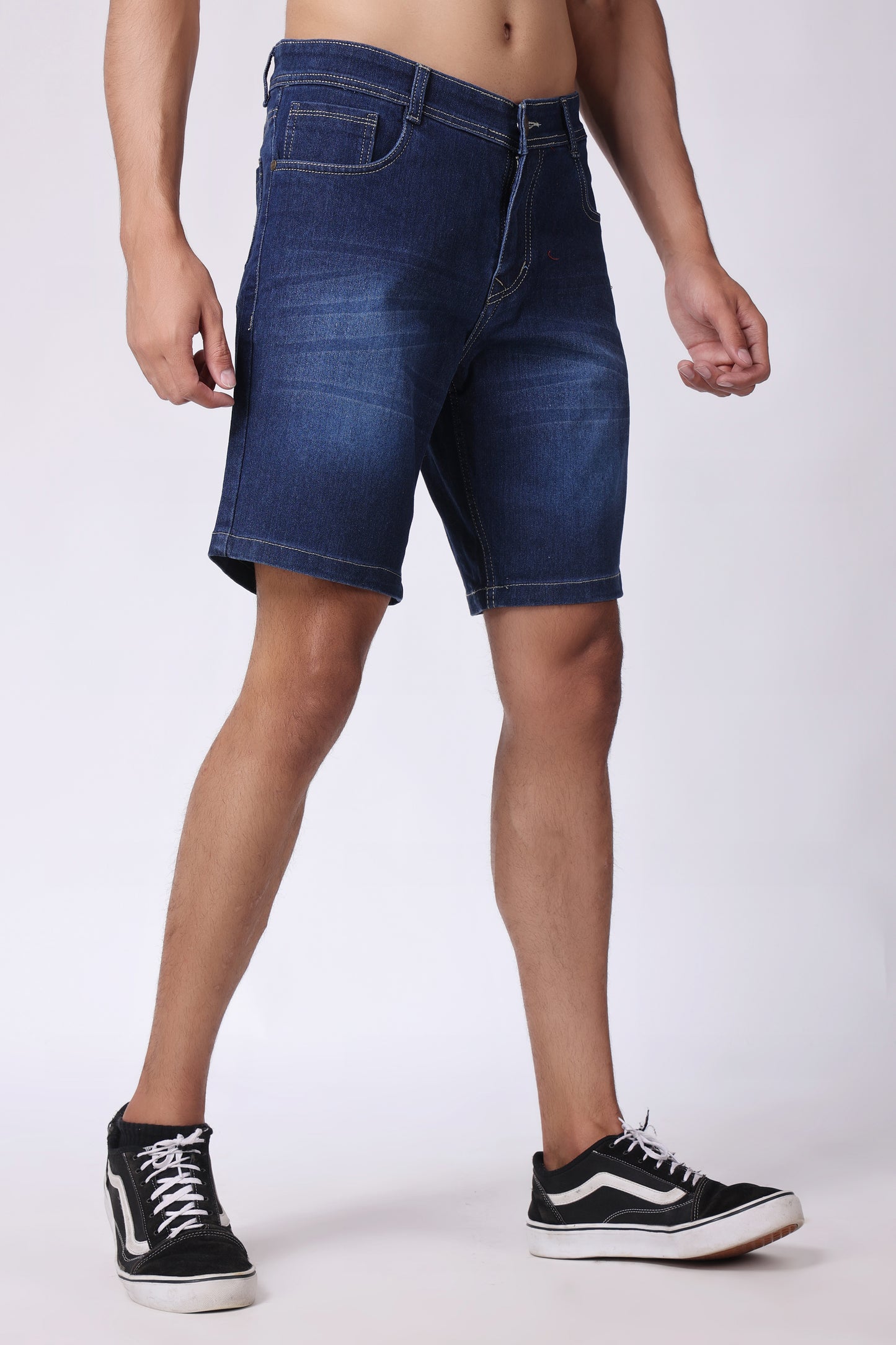 ZAYSH Men Slim Mid Rise Dark Blue Shorts (MSRP-Denim-05)