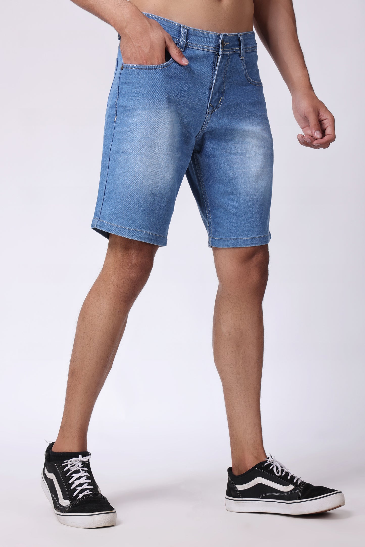 ZAYSH Men Slim Mid Rise Blue Shorts (MSRP-Denim-01)