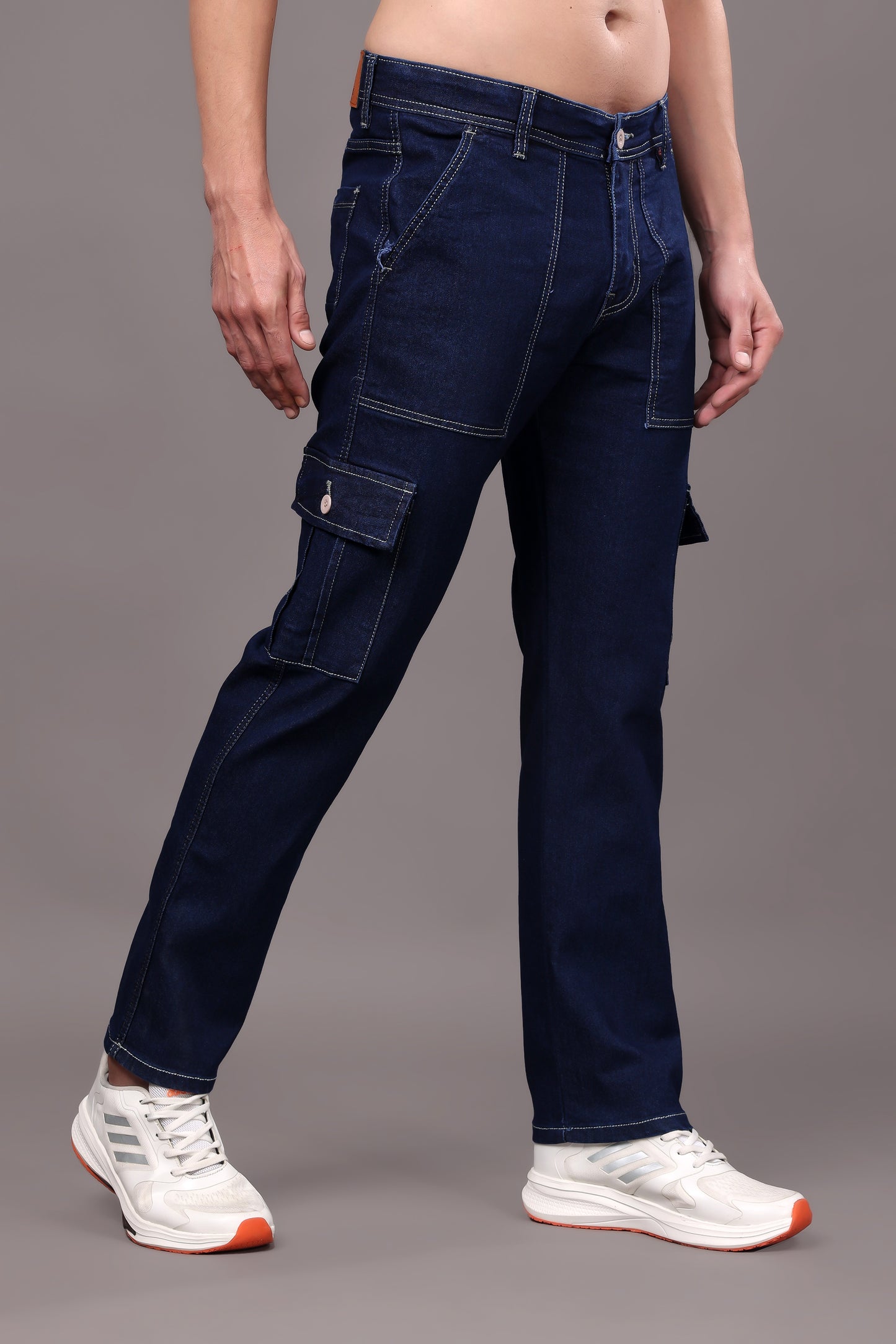 ZAYSH Men Regular fit Mid Rise Dark Blue Cargo Pants (HCAR-D1-DEN-05)