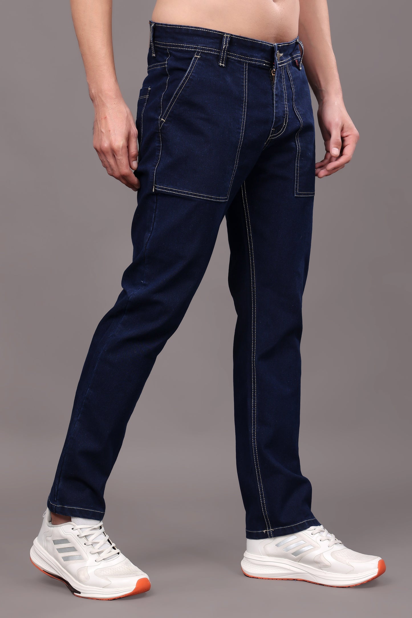 ZAYSH Men Relax Fit Mid Rise Dark Blue Jeans Pants (MJRP-D1-05)