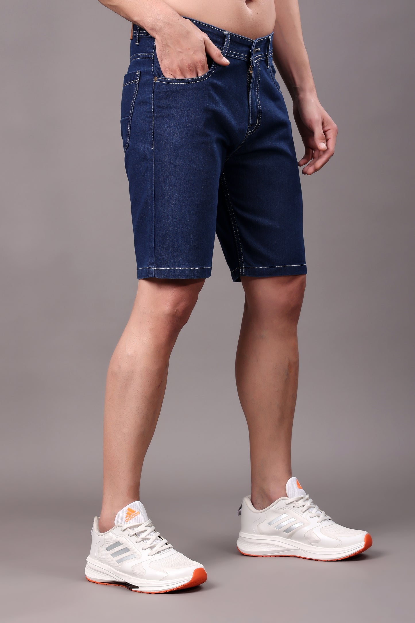 ZAYSH Men Slim Mid Rise Dark Blue Shorts (Short-Den-05)