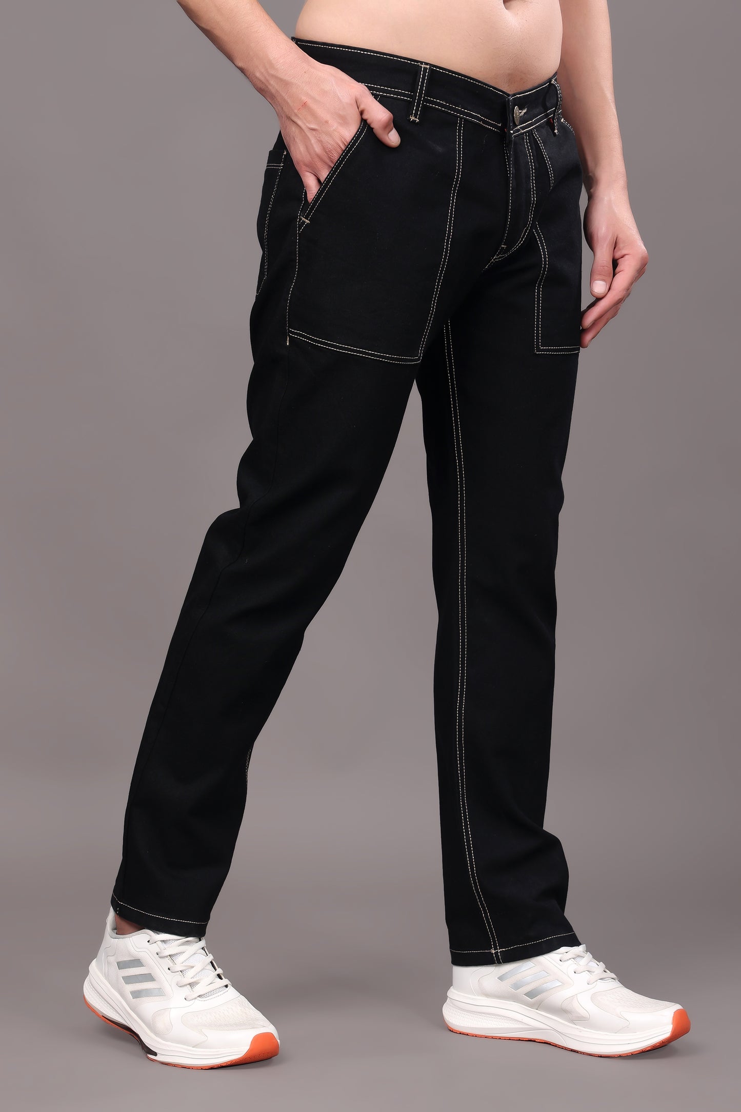 ZAYSH Men Relax Fit Mid Rise Black Jeans Pants (MJRP-D1-02)
