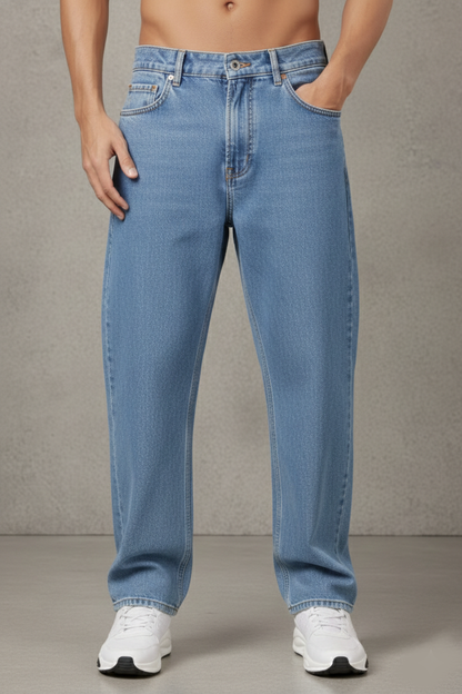 ZAYSH Men Baggy fit Mid Rise Light Blue Jeans Pants (MJRP-Baggy-04)