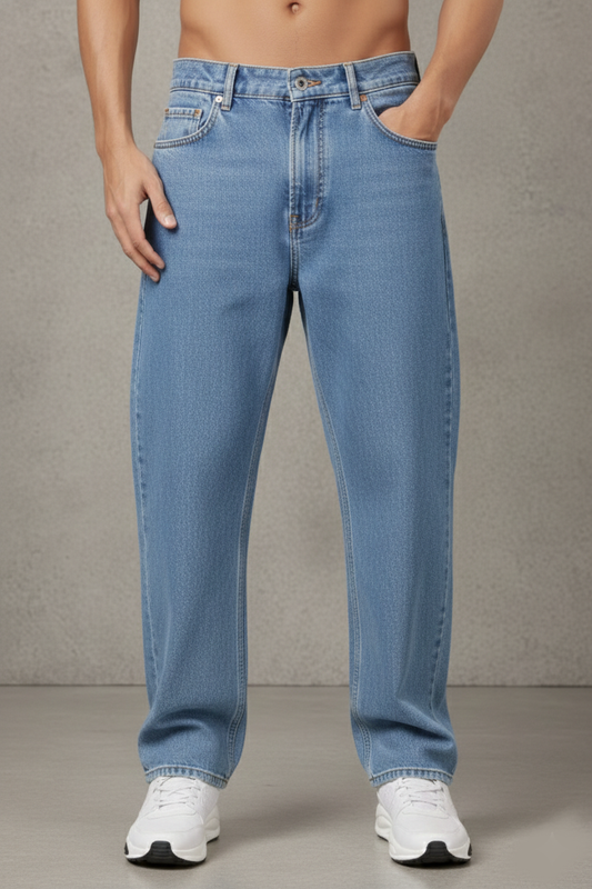 ZAYSH Men Baggy fit Mid Rise Light Blue Jeans Pants (MJRP-Baggy-04)