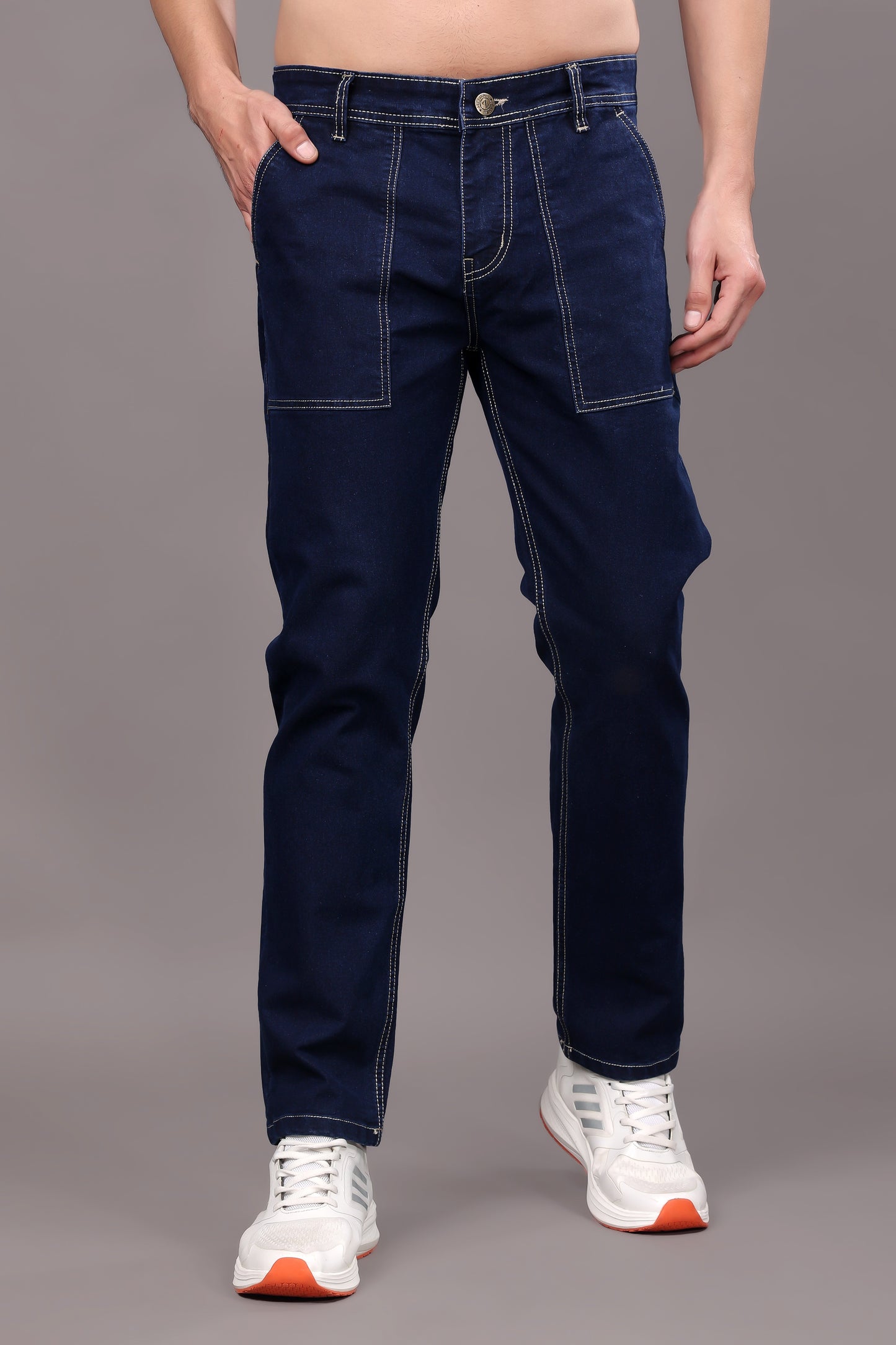 ZAYSH Men Relax Fit Mid Rise Dark Blue Jeans Pants (MJRP-D1-05)