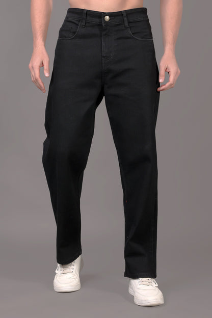 ZAYSH Men Baggy fit Mid Rise Black Jeans Pants (MJRP-LF-02)