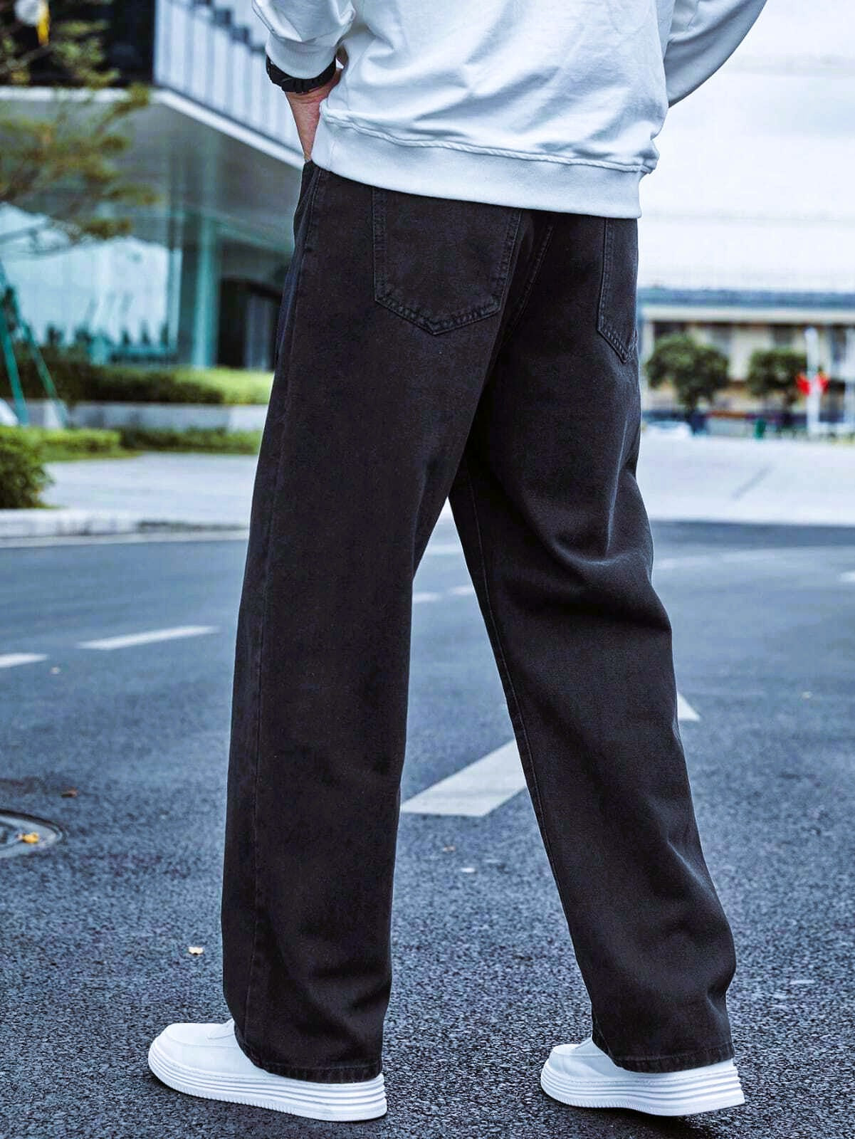 ZAYSH Men Baggy fit Mid Rise Black Jeans Pants (MJRP-Baggy-02)