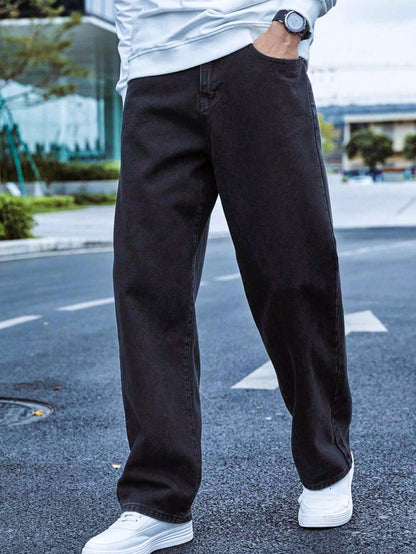 ZAYSH Men Baggy fit Mid Rise Black Jeans Pants (MJRP-Baggy-02)