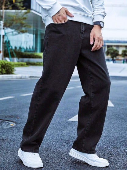 ZAYSH Men Baggy fit Mid Rise Black Jeans Pants (MJRP-Baggy-02)