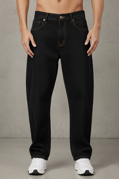 ZAYSH Men Baggy fit Mid Rise Black Jeans Pants (MJRP-Baggy-02)