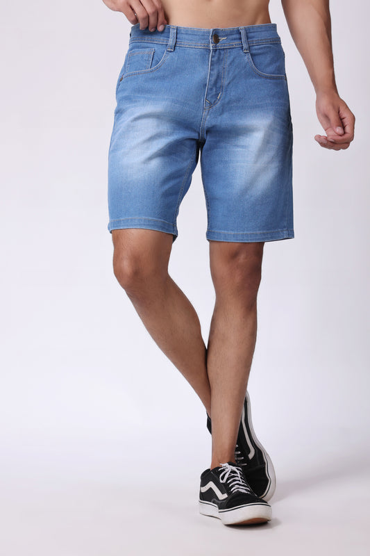 ZAYSH Men Slim Mid Rise Blue Shorts (MSRP-Denim-01)