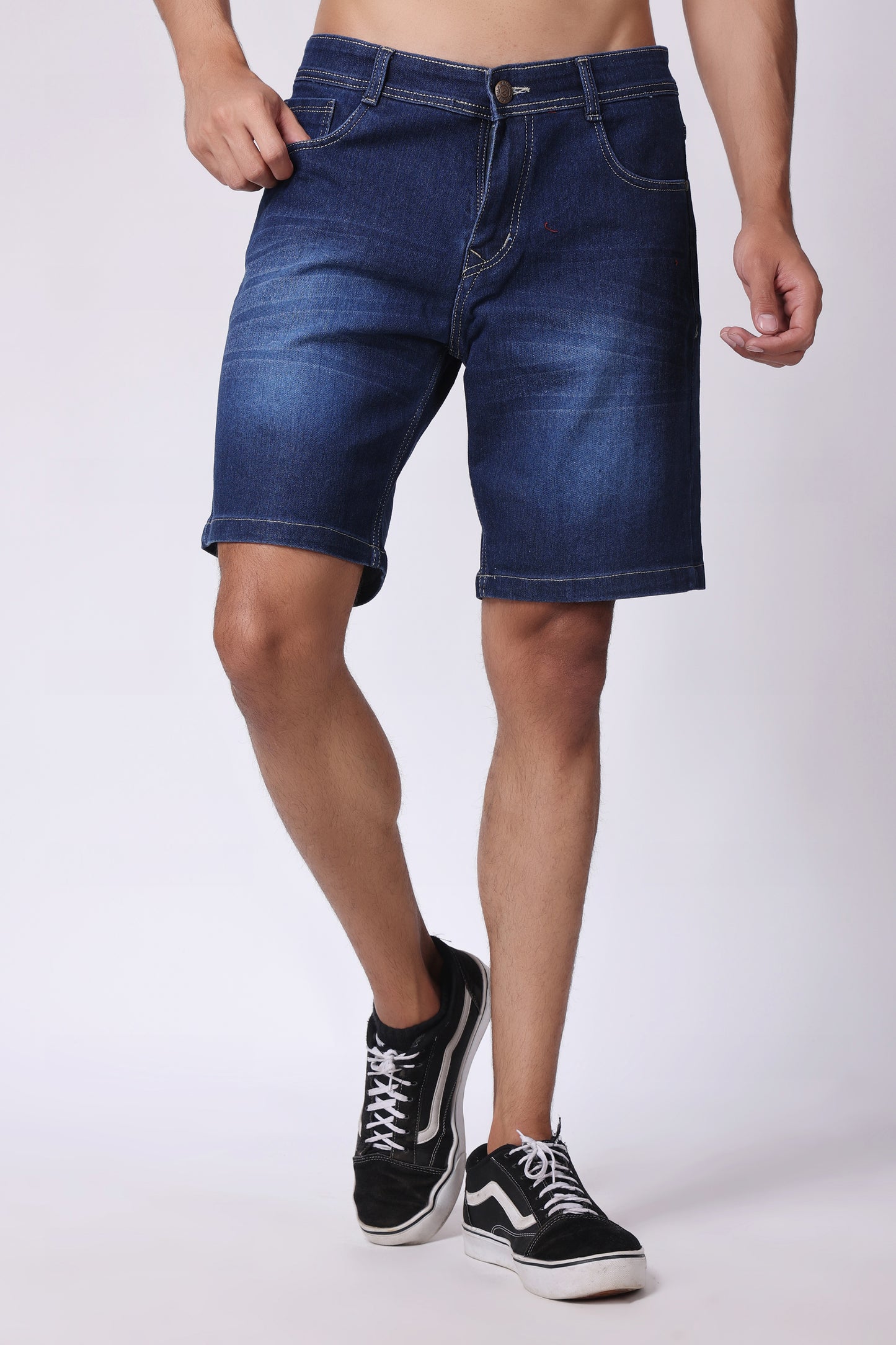 ZAYSH Men Slim Mid Rise Dark Blue Shorts (MSRP-Denim-05)