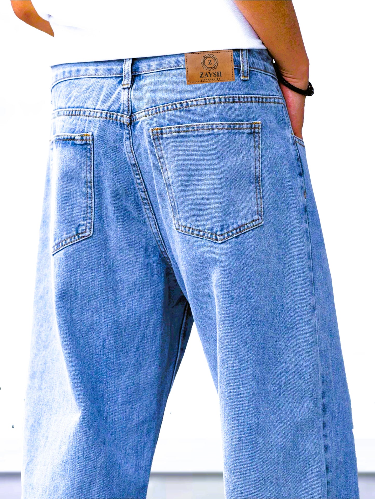 ZAYSH Men Baggy fit Mid Rise Light Blue Jeans Pants (MJRP-Baggy-04)