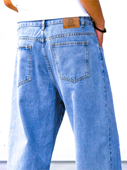 ZAYSH Men Baggy fit Mid Rise Light Blue Jeans Pants (MJRP-Baggy-04)